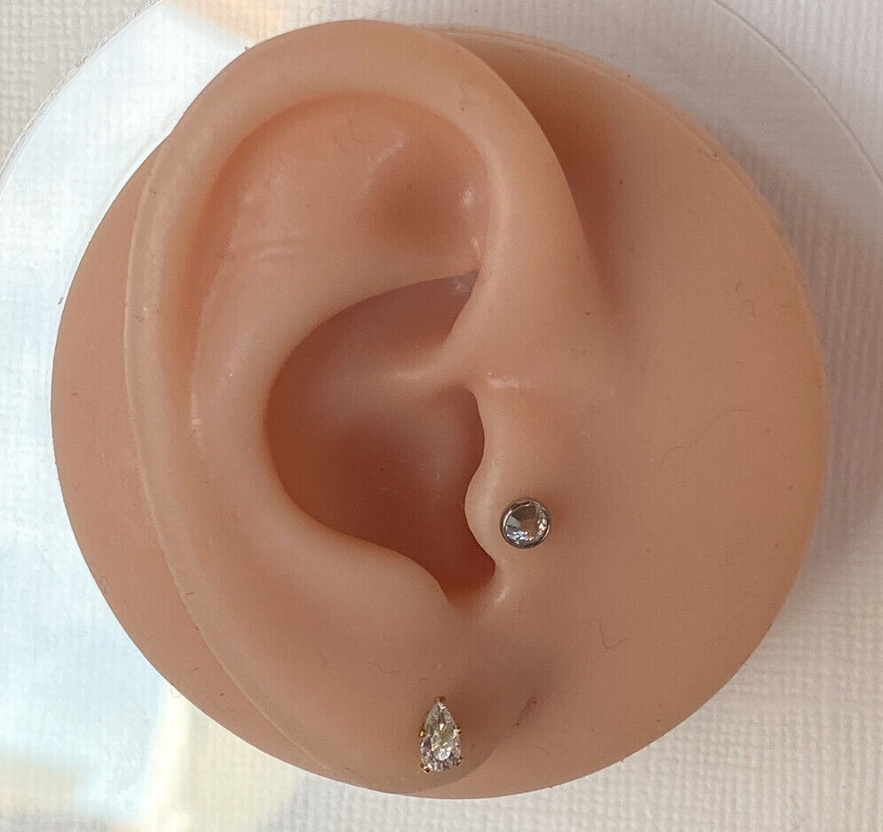 PAIR Tear drop CZ Gem Stud Earrings Teardrop Pear Steel, choose color & gem size