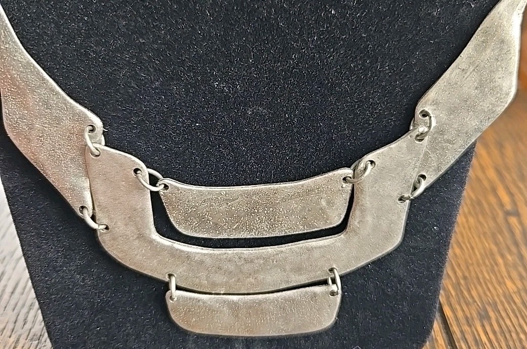 Boho Hippie Hammered Chunky Silver Tone Adjustable Chain With Lobster Clasp 6-8″