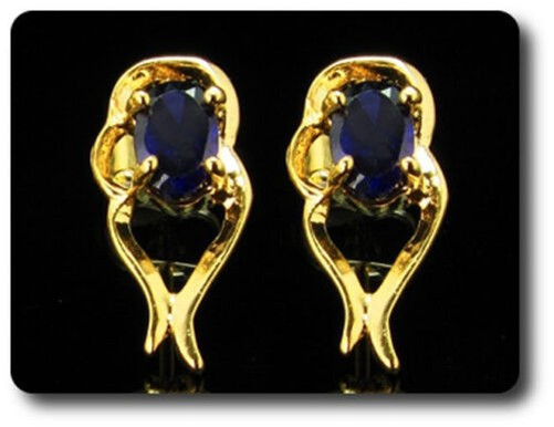 Earrings Amethyst 0 3/32×0 9/32in Gold Plated 18 K