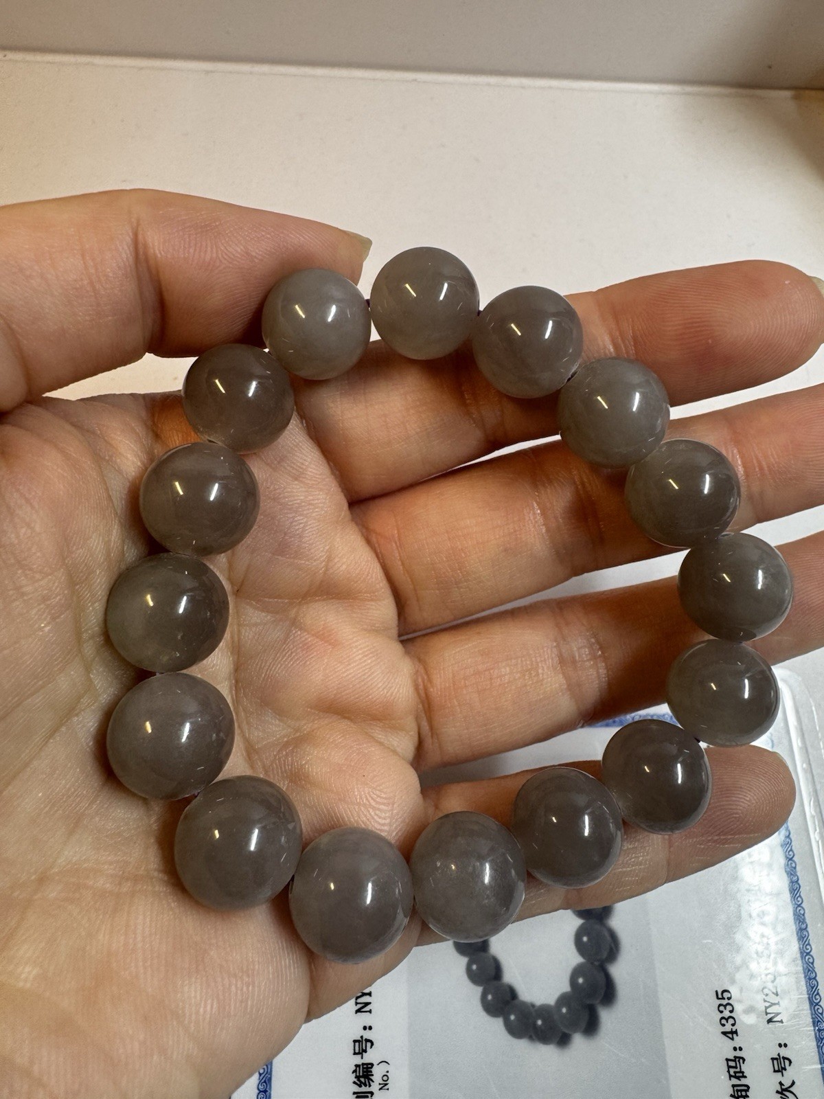 certified 12mm Hetian purple Jade Round beaded Bracelet New inbox free shipping