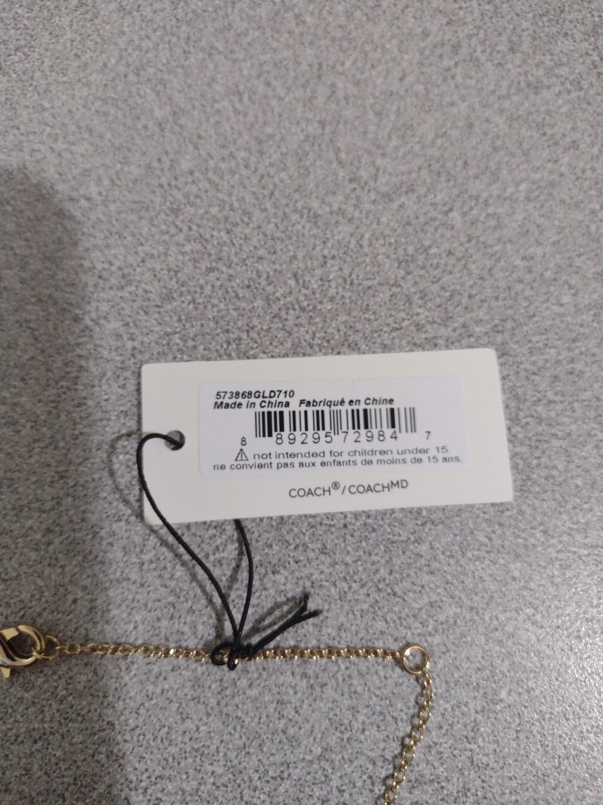 Coach Heart Shaped Pendant Necklace C Logo Gold Tone Chain 18″
