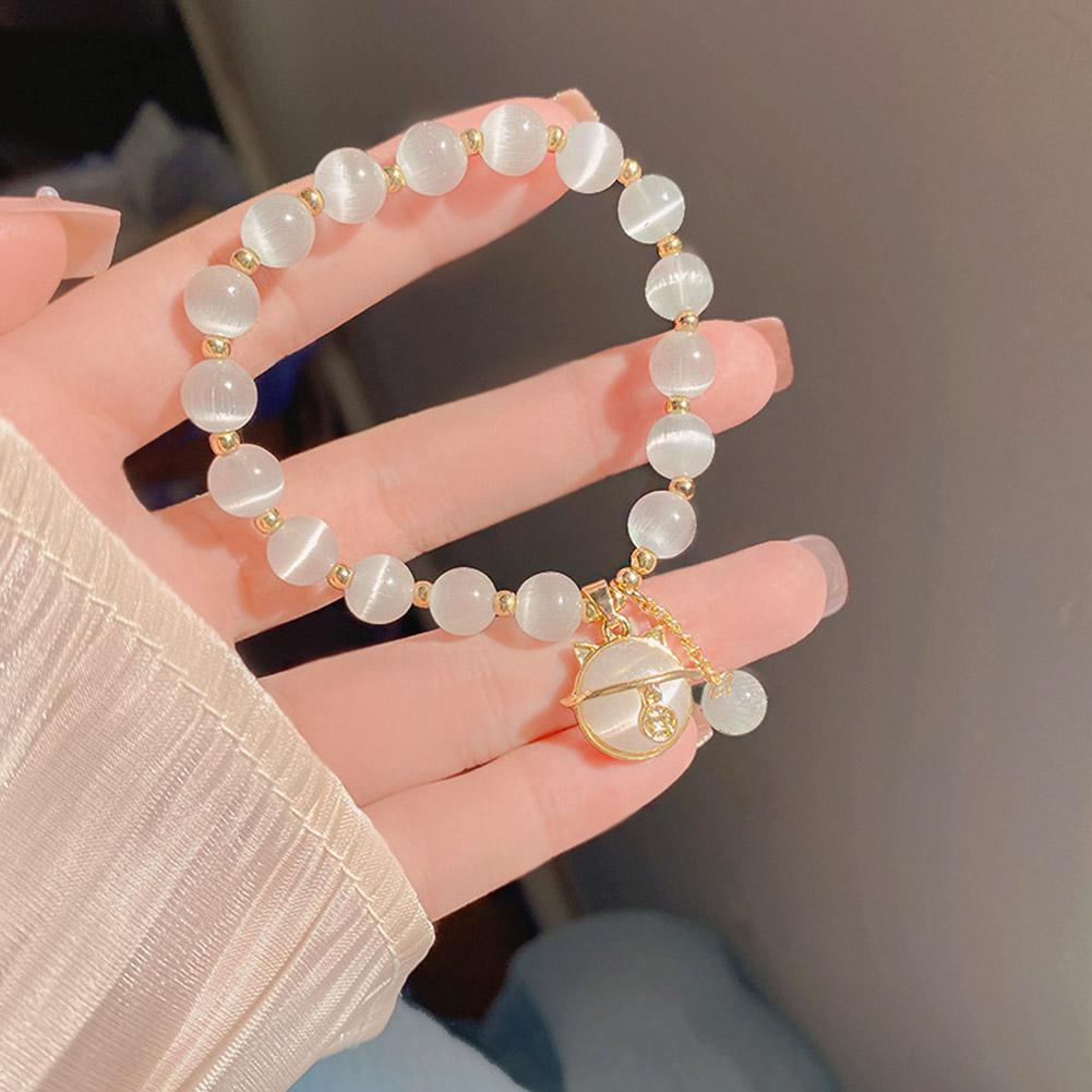 5Pcs Lucky Moonstone Beads Cat Bracelet Attracting Wealth Women Jewelry Gift US