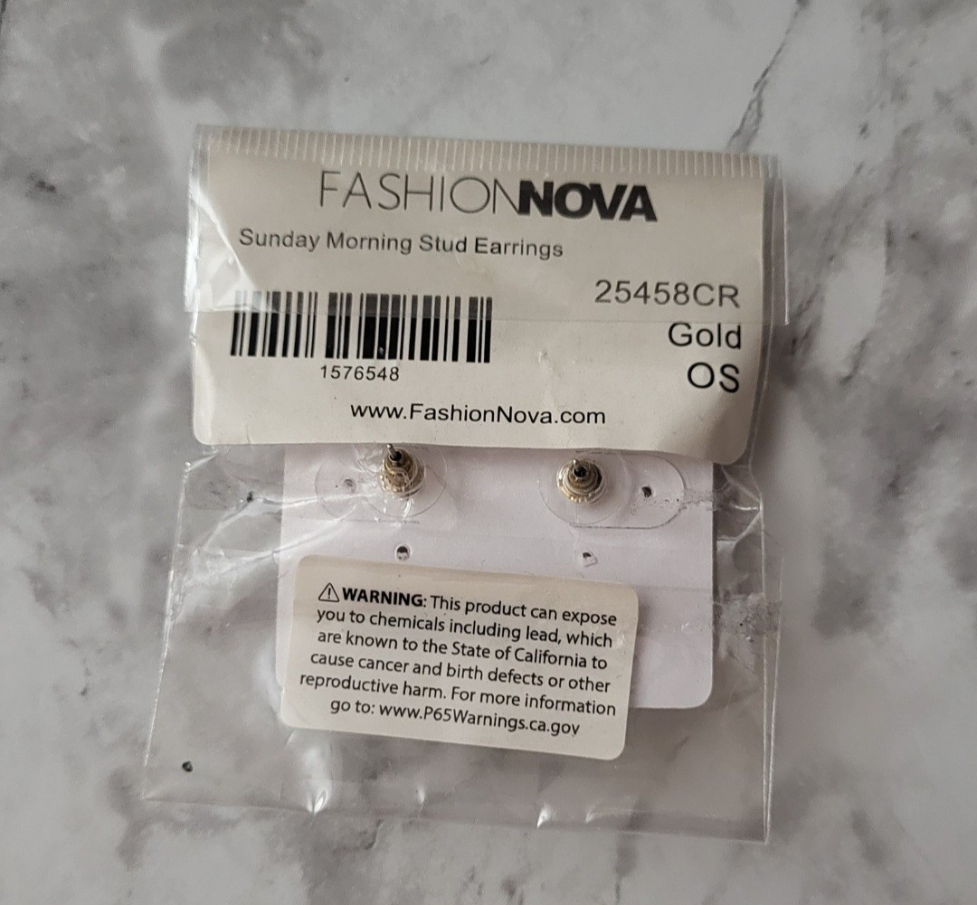 Fashion Nova Cross Stud Earrings Gold Plated CZ Baguette Butterfly 25458CR