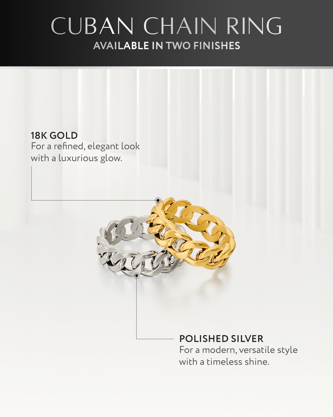 ® Cuban Link Ring for Men — Stainless Steel Gold Plated Chain Ring for Men & …