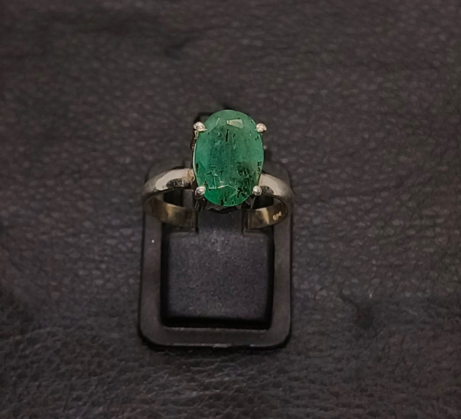 Natural Zambian Emerald Ring Sliver Zambia Green Emerald Ring Stone US Size 6.5