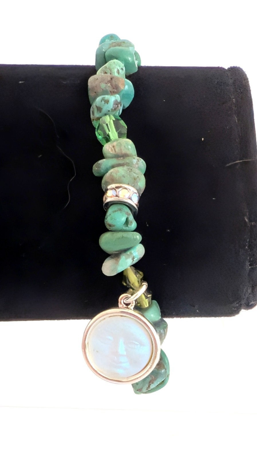 Vintage KIRKS FOLLY Seaview Moon Face Turquoise Nugget Stretch Bracelet