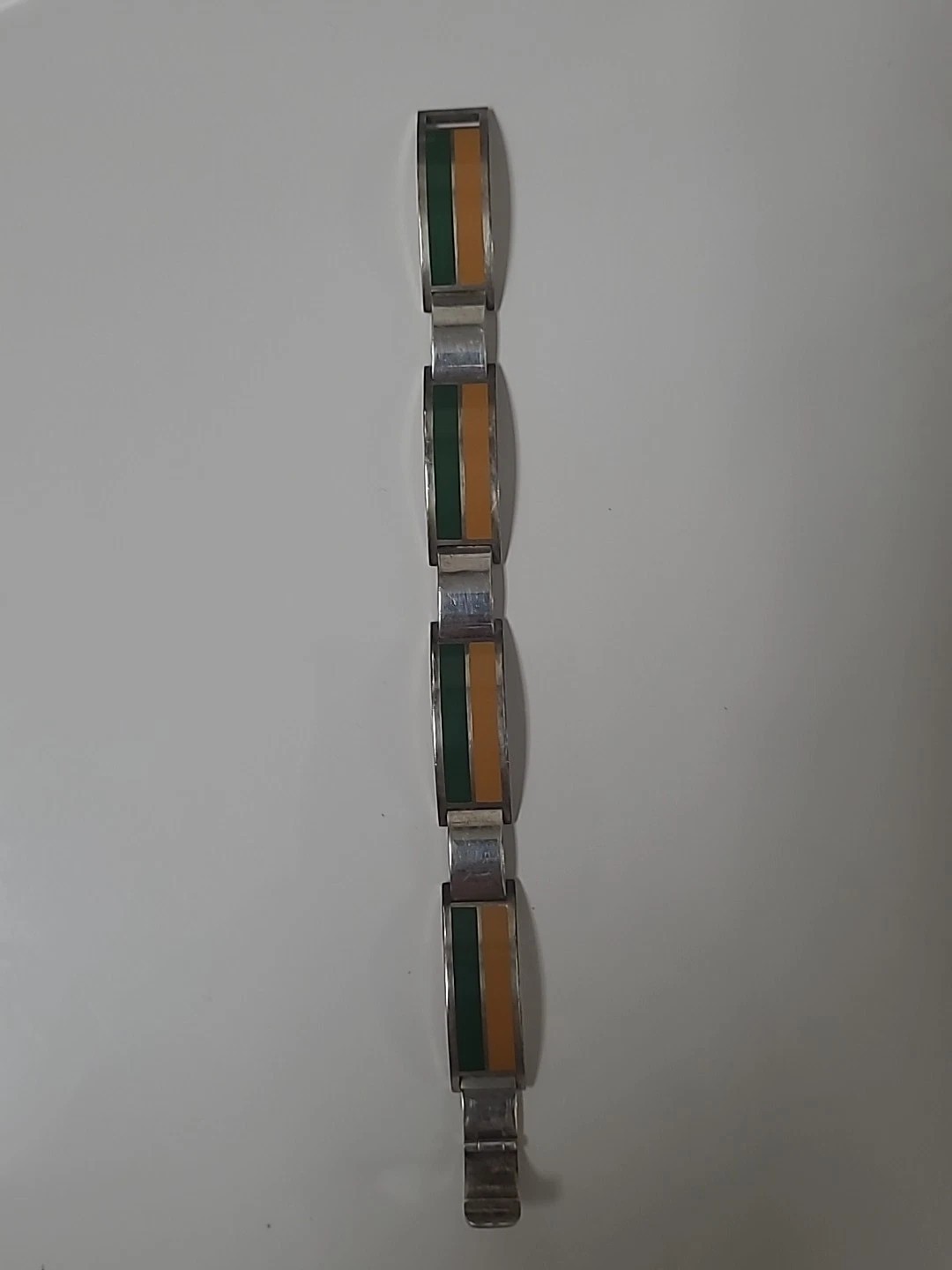 Gucci 1970 Mlano Silver Buckle Bracelet Unique ,Rare 2 Color Enamel ,used