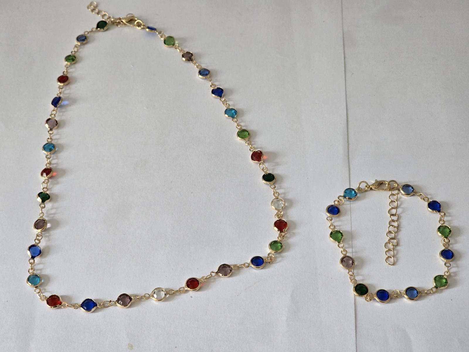 Gemstone Necklace Matching Bracelet Set For Teenage/adults Jewellery Box