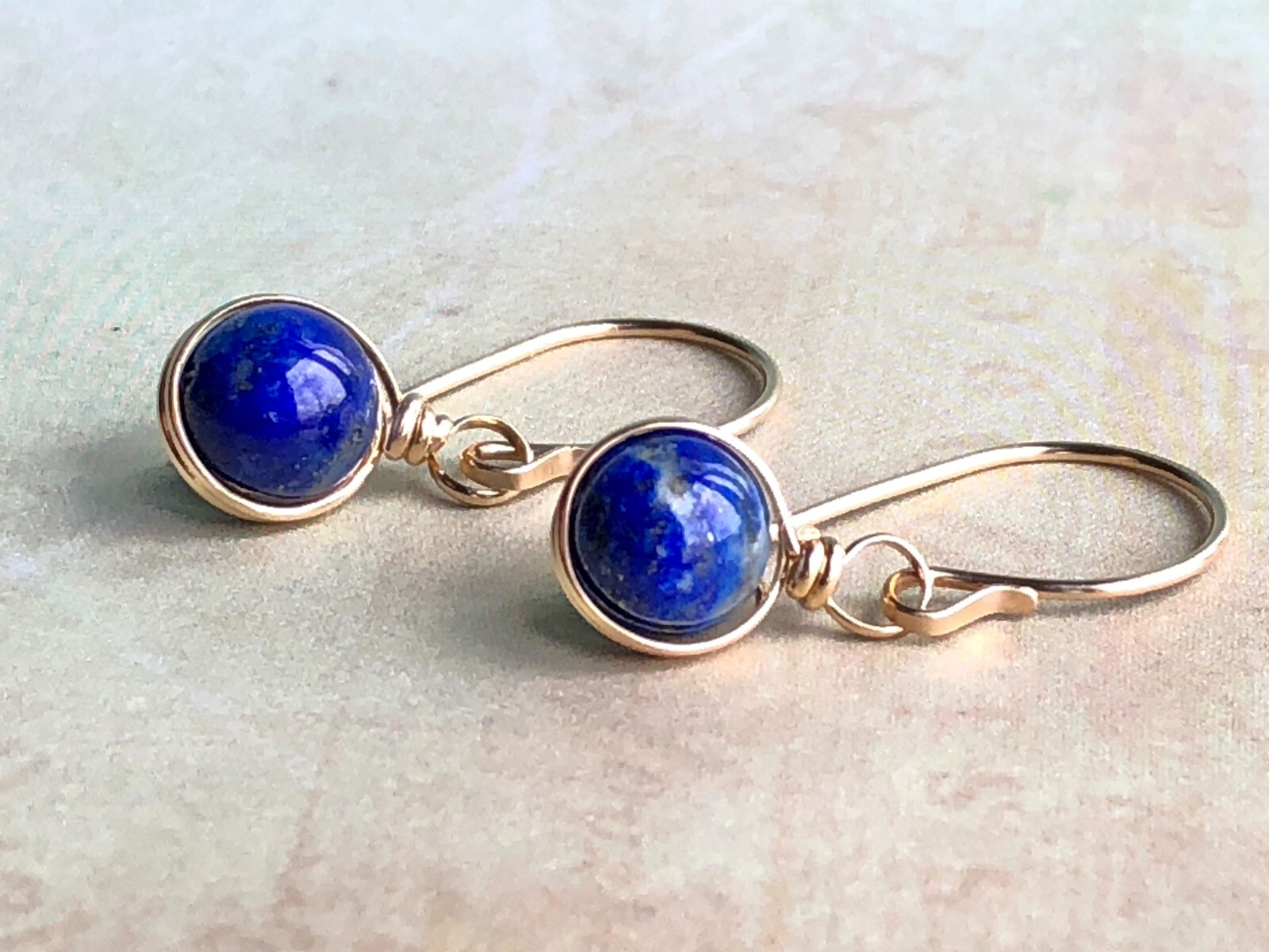 Gold Filled and Lapis Lazuli Earrings, Lapis Lazuli Modern Dangle Earrings