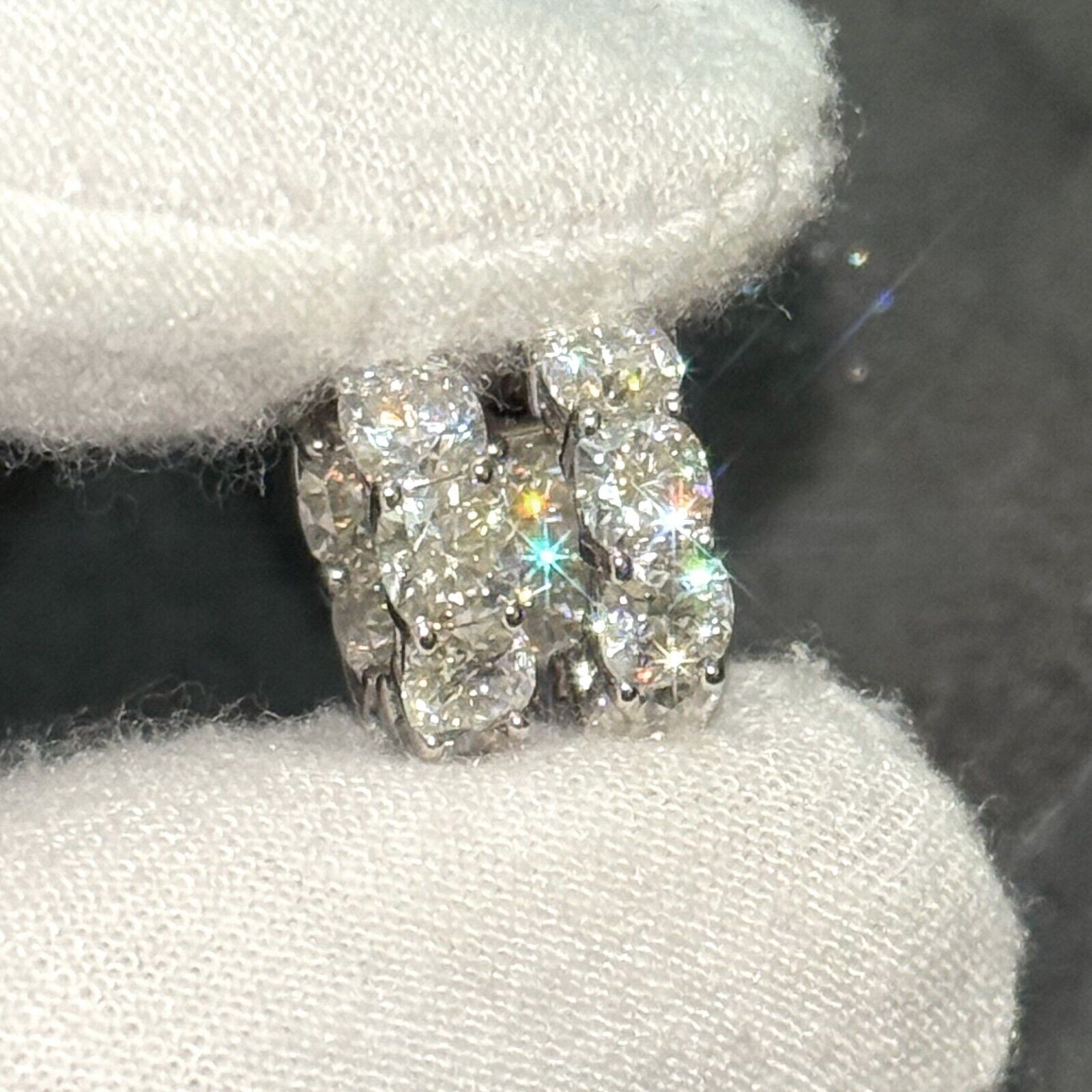 4.20 CTW Cushion Cut Moissanite Hoop Earrings Huggies – 925 Silver 14K Gold