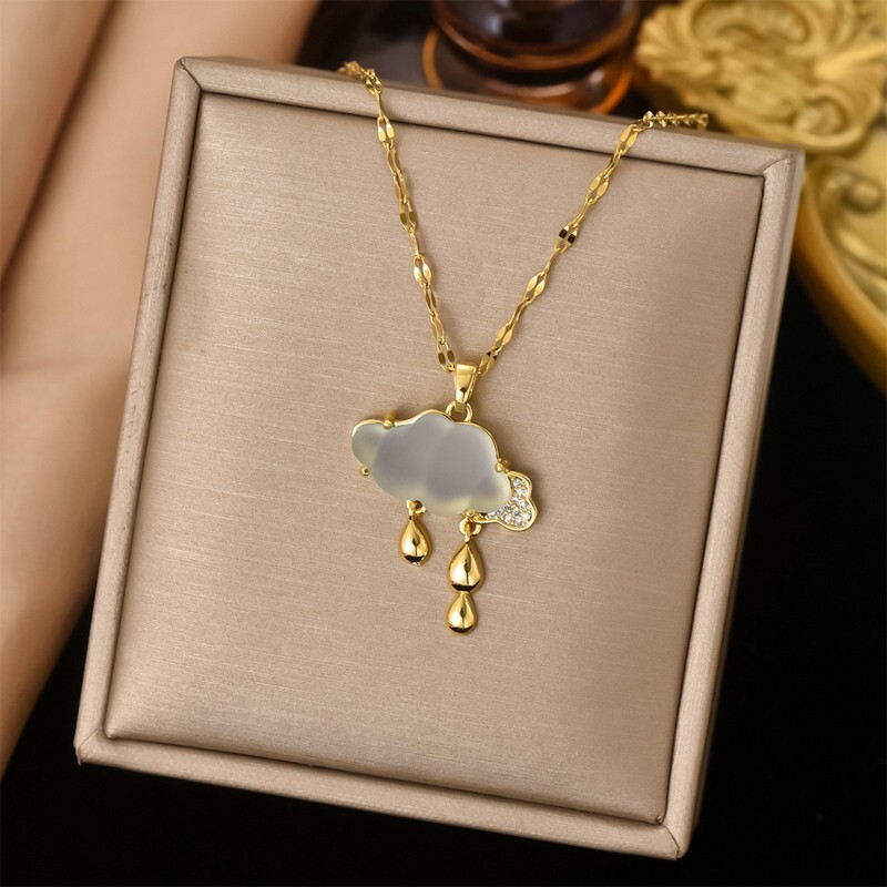Cloud water drop inlaid zircon light luxury high sense pendant necklace
