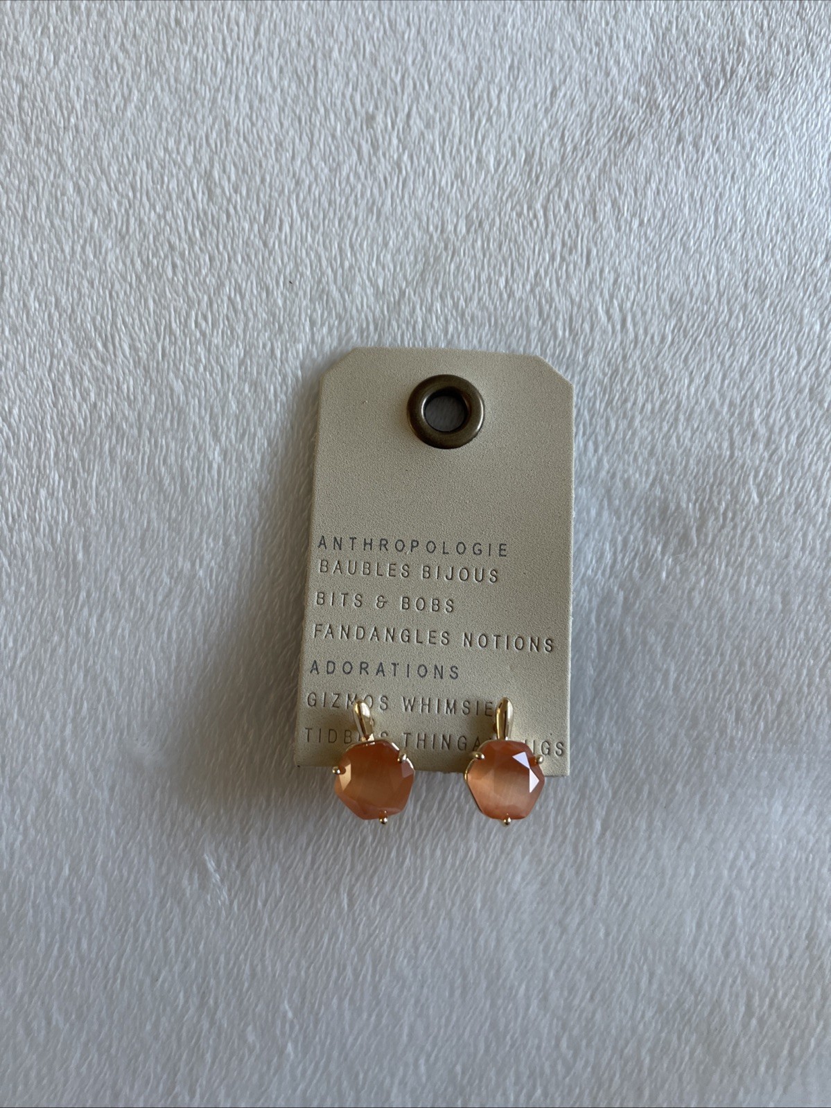 Anthropologie Peach Hexagon Stone Post Earring (NWT)