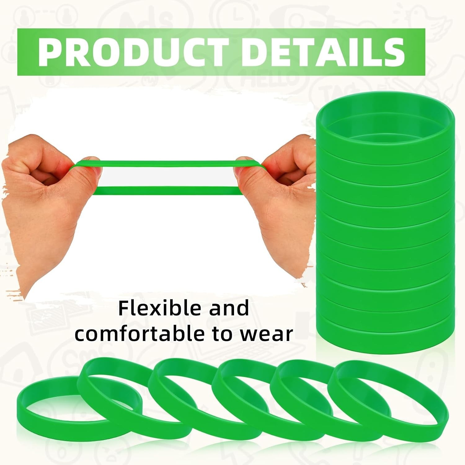 12 Pcs Custom Silicone Rubber Wristbands – Vibrant Styles for All Occasions
