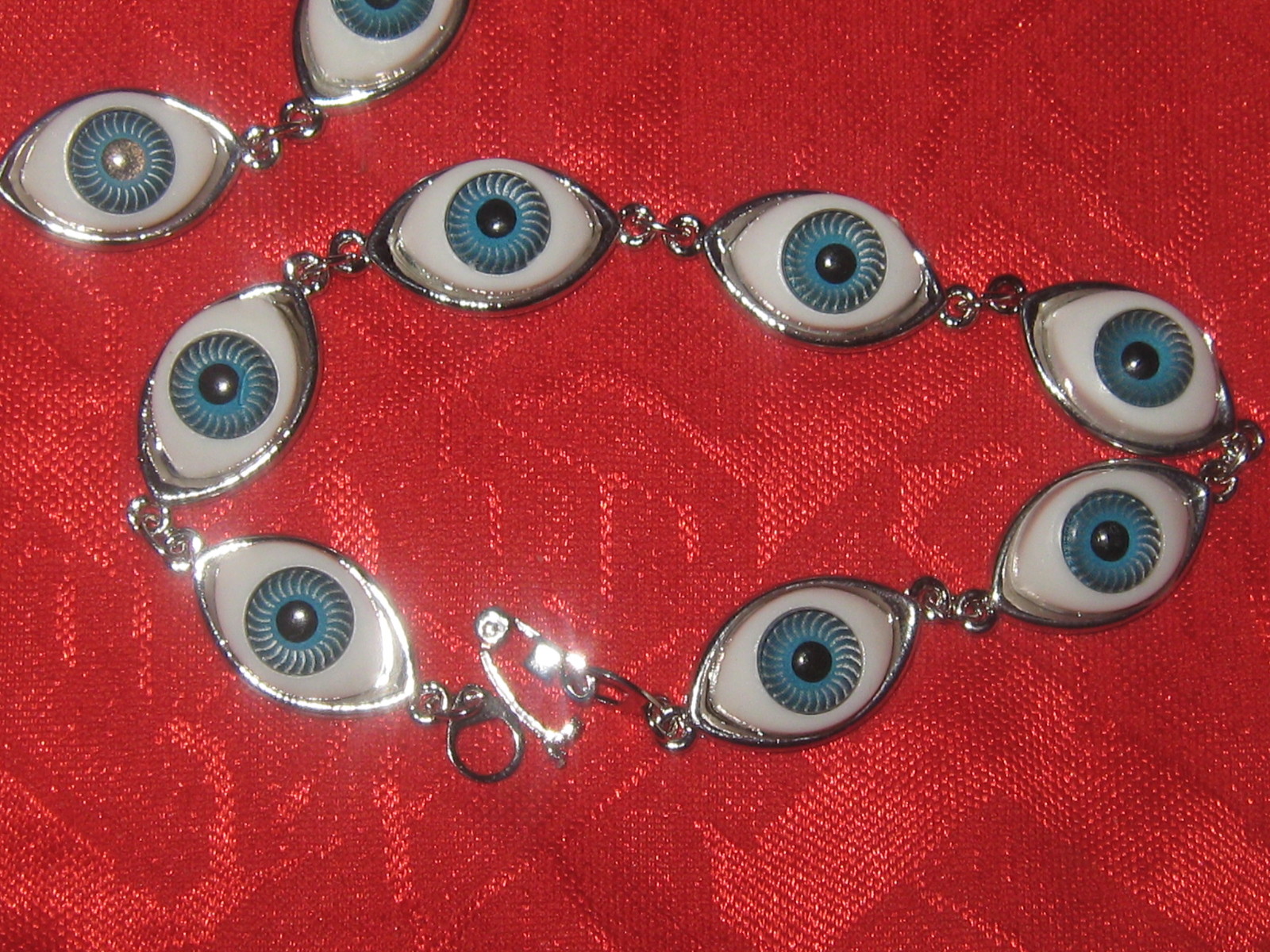 WHOLESALE LOT OF 5 SILVER TONE BLUE EYEBALL EYE BRACELET EYEBALLS GIFTS