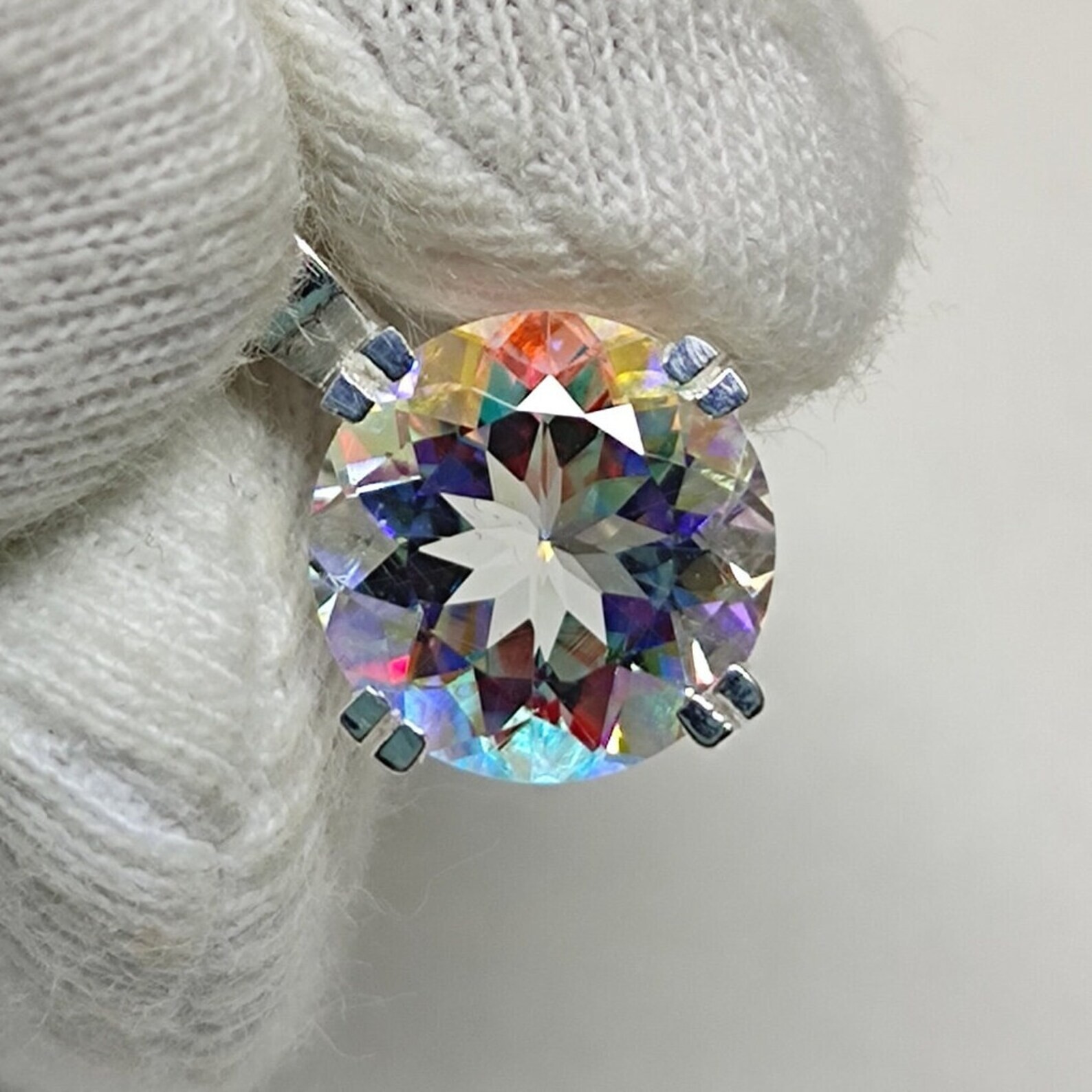 Magical Mystic Topaz Pendant Round Cut 925 Sterling Silver Women Pendant