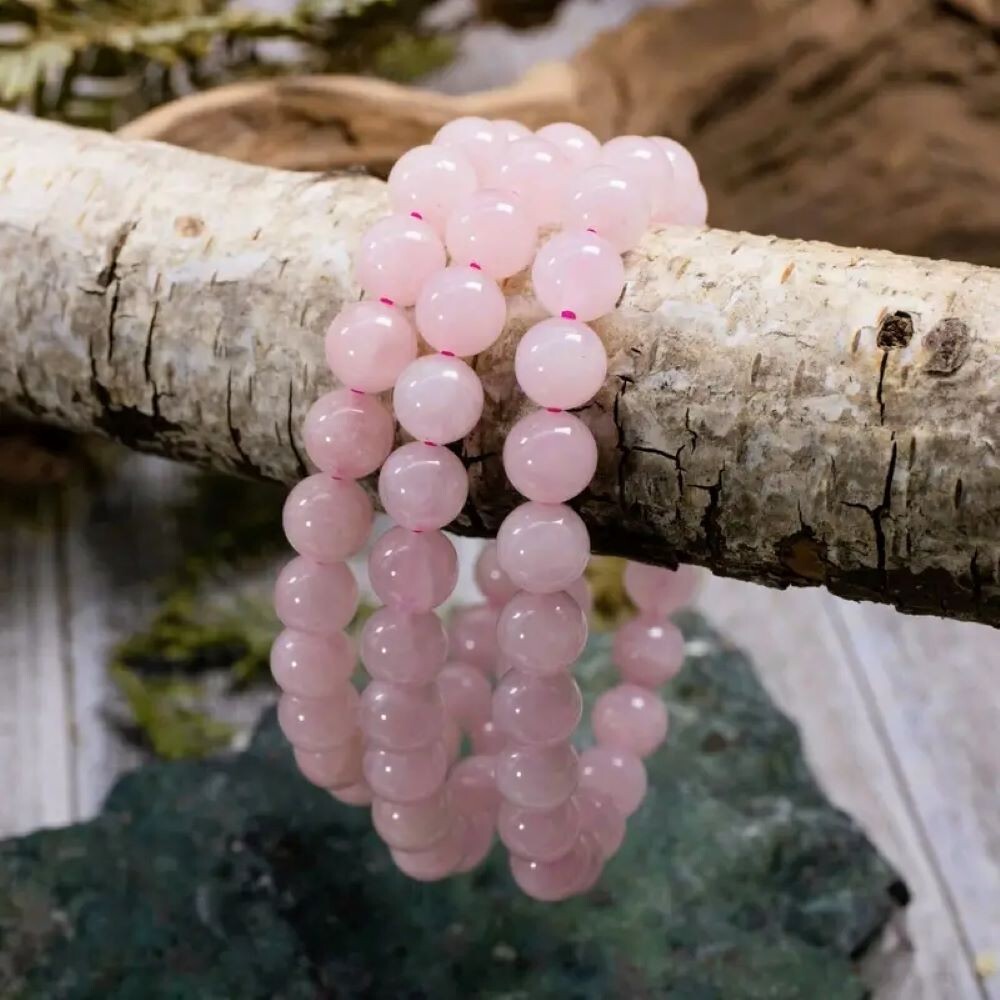 Rose Quartz Beads Dainty Bracelet Pink Natural Gemstone Healing Crystal Bracelet