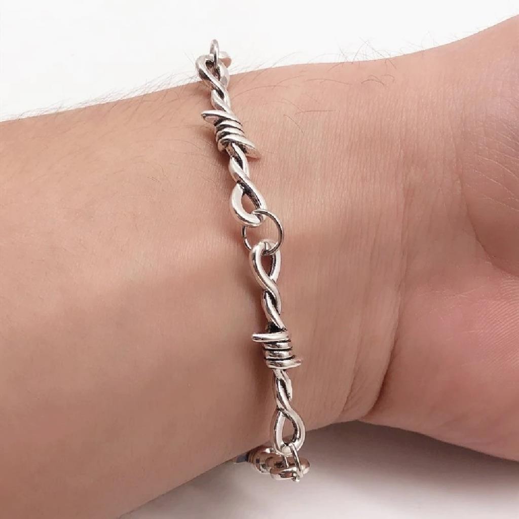BARBED WIRE BRACELET 7″ Adjustable Punk Rock Rocker Goth Metal Alloy Skin Safe