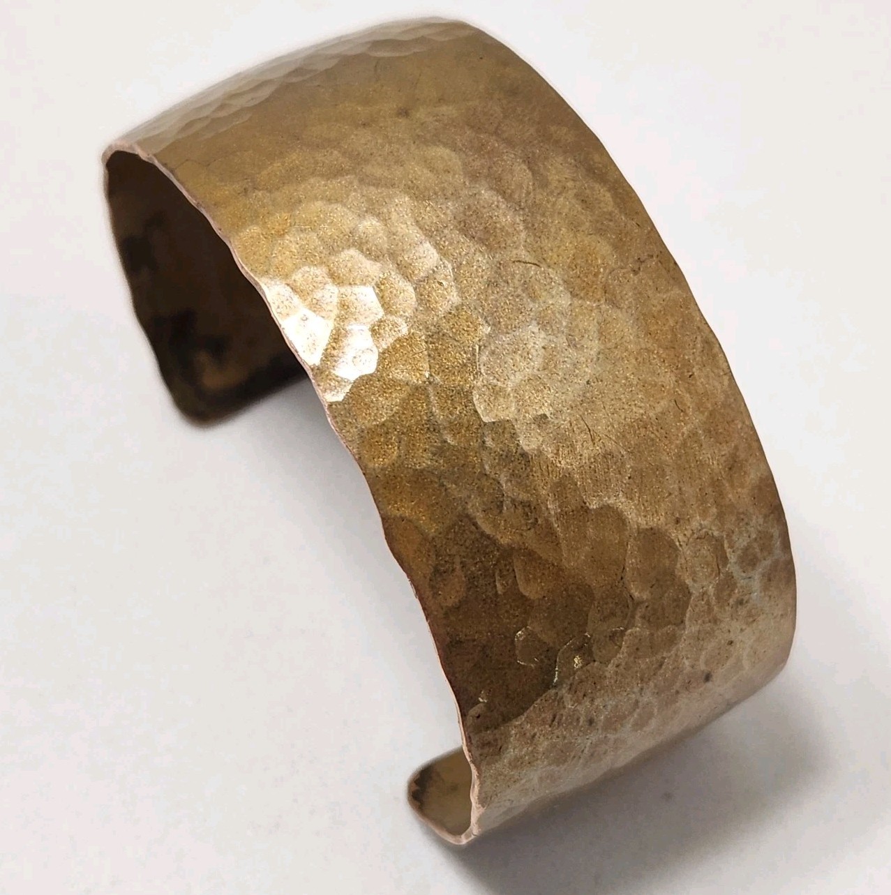 1970s Mexico Cobre Hammered Copper Cuff Bracelet 1″ Wide Retro Modernist 30g Vtg