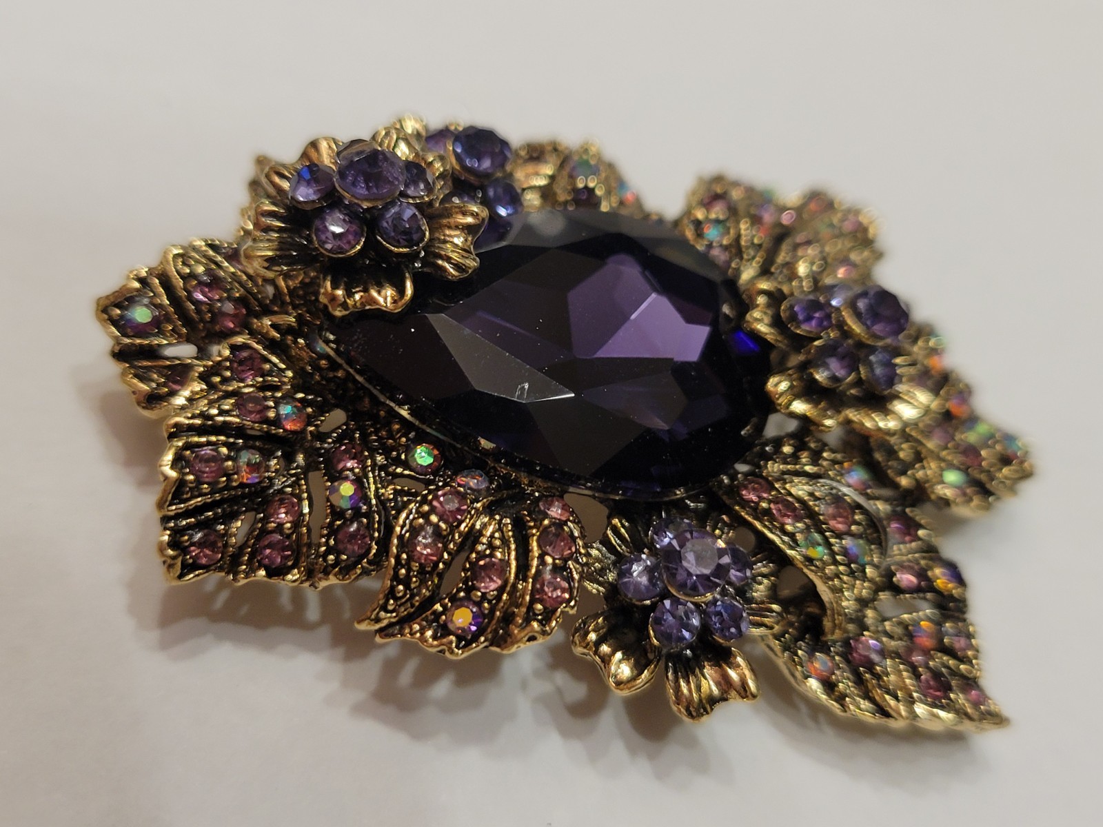 Gorgeous Rhinestone Flower Floral Leaf Stunning All Occasions Brooch Lot CA P56