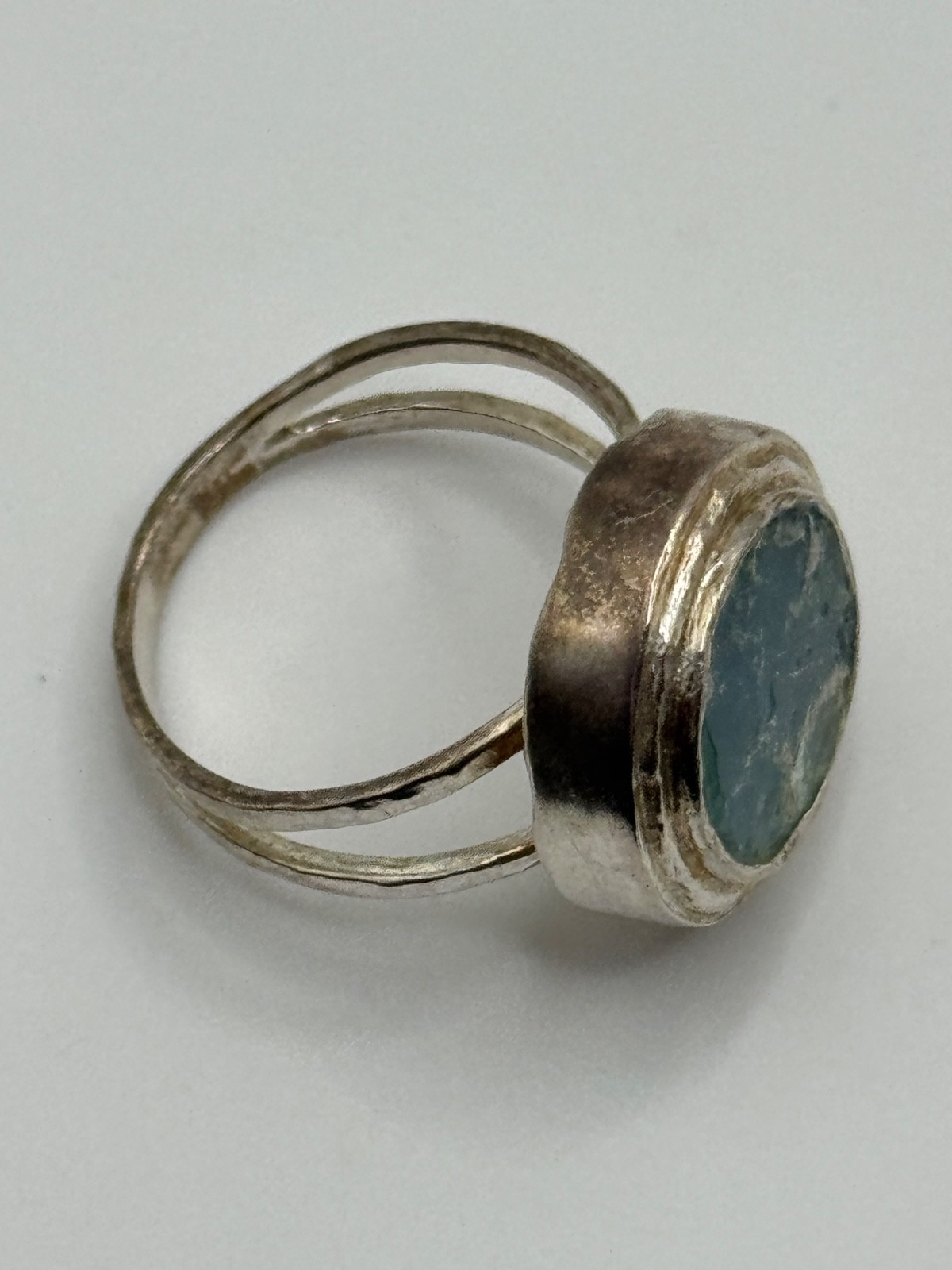 Luli Hamersztein Sterling Silver Roman Glass Ring Size 7