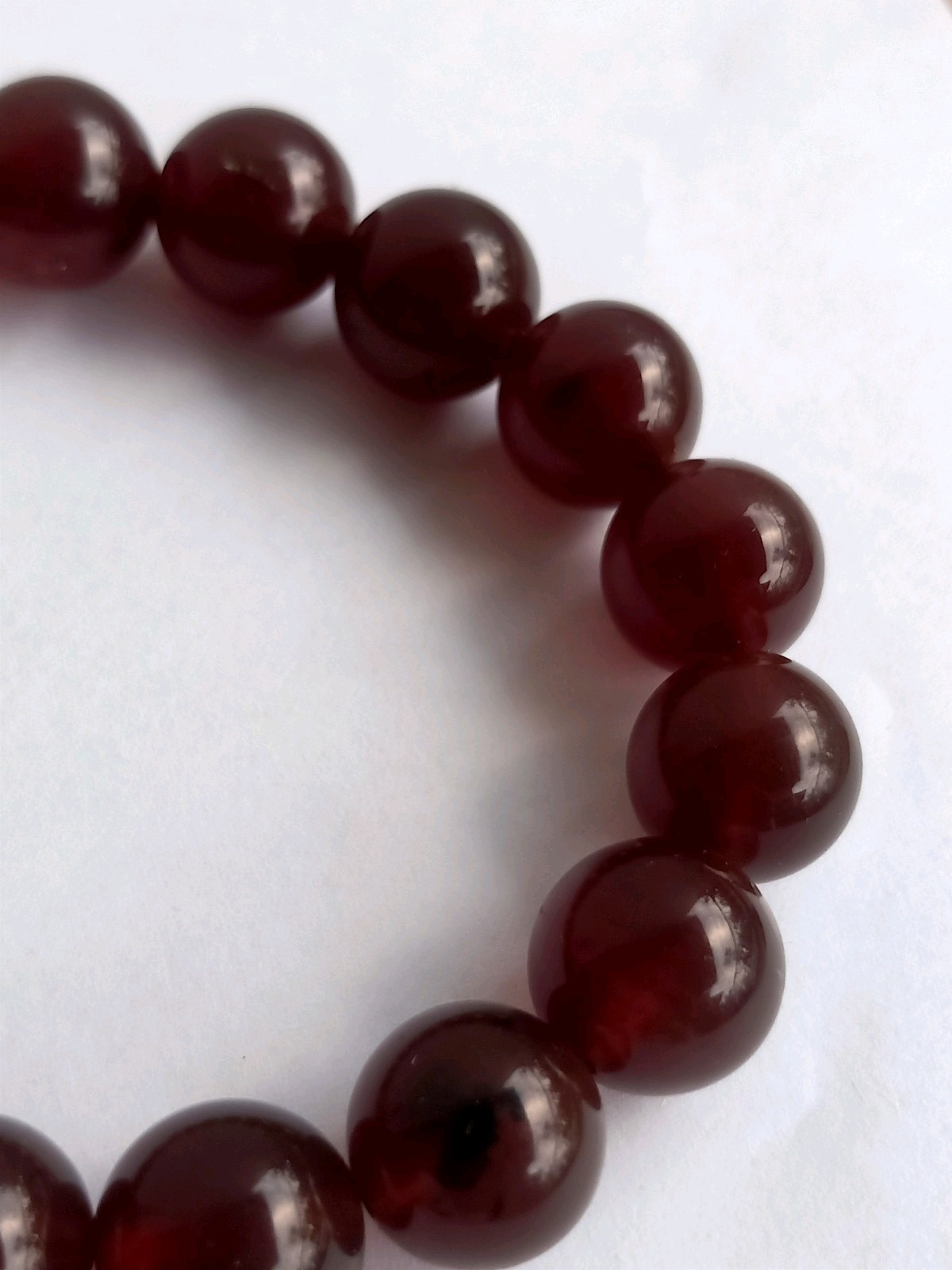 12mm Natural No Treatment Red Amber Round Beads Bracelet