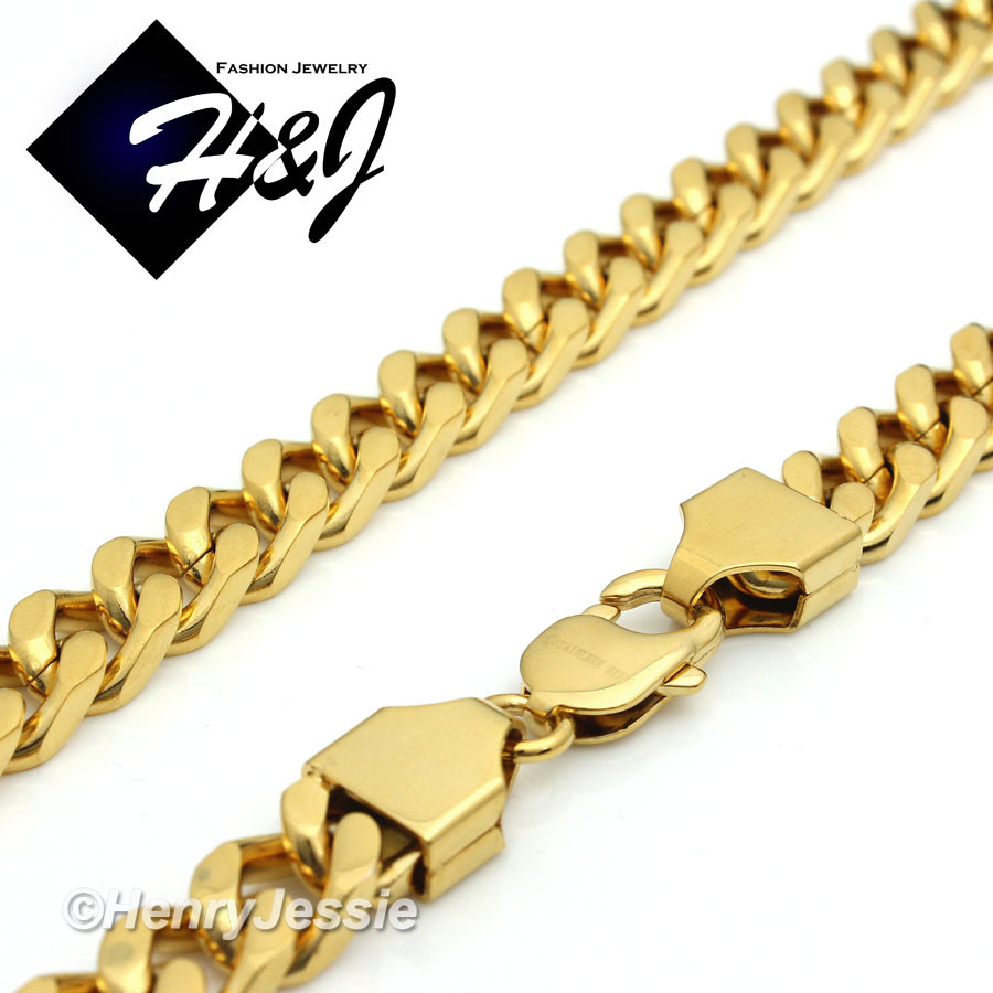 18-40″Stainless Steel 9mm Gold Plated Cuban Chain Boxing Glove Cross Pendant*P79