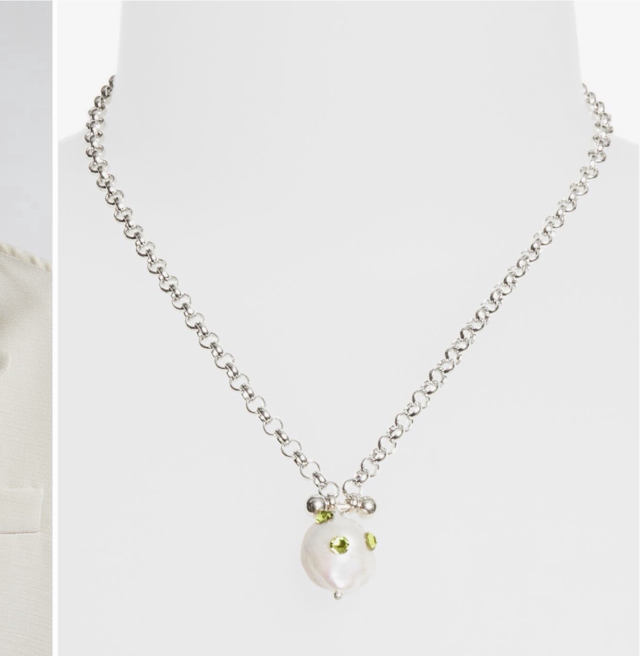 Justine Clenquet “Joan” Necklace – Freshwater Pearl And Crystal Pendant/ France