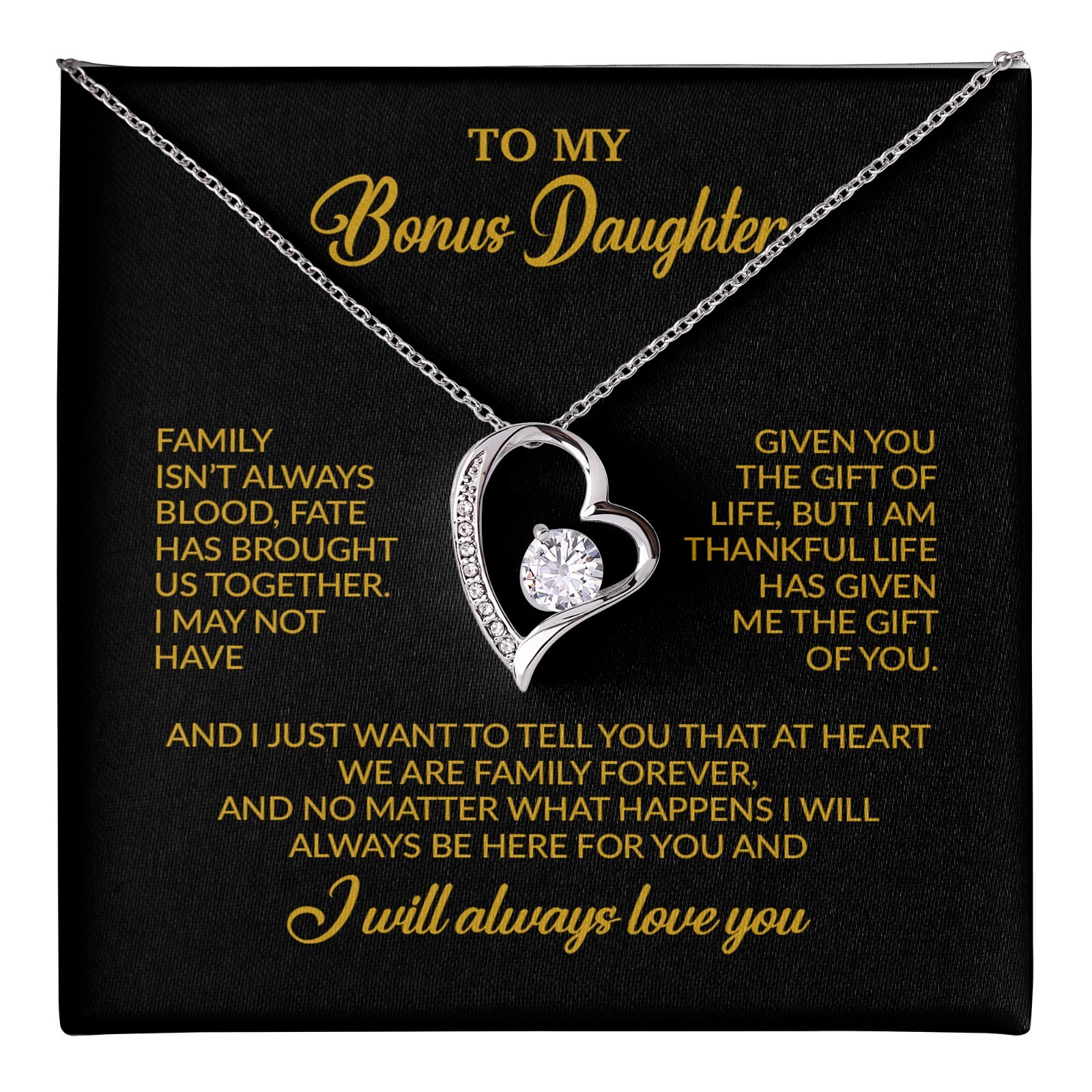 To My Bonus Daughter Necklace, Gift for Bonus Daughter, Step Daughter Birthday