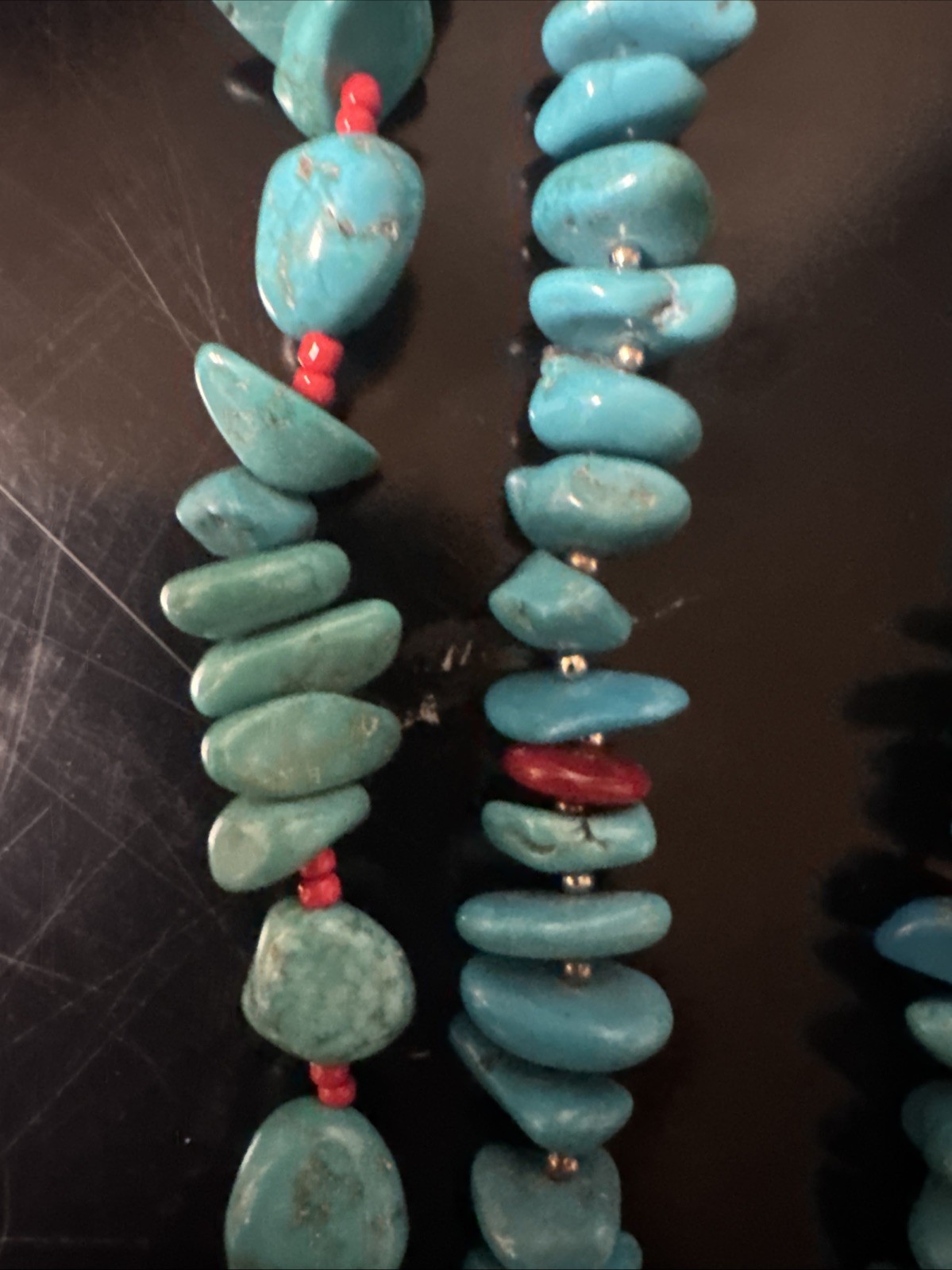 Block Turquoise Double Stained Necklace
