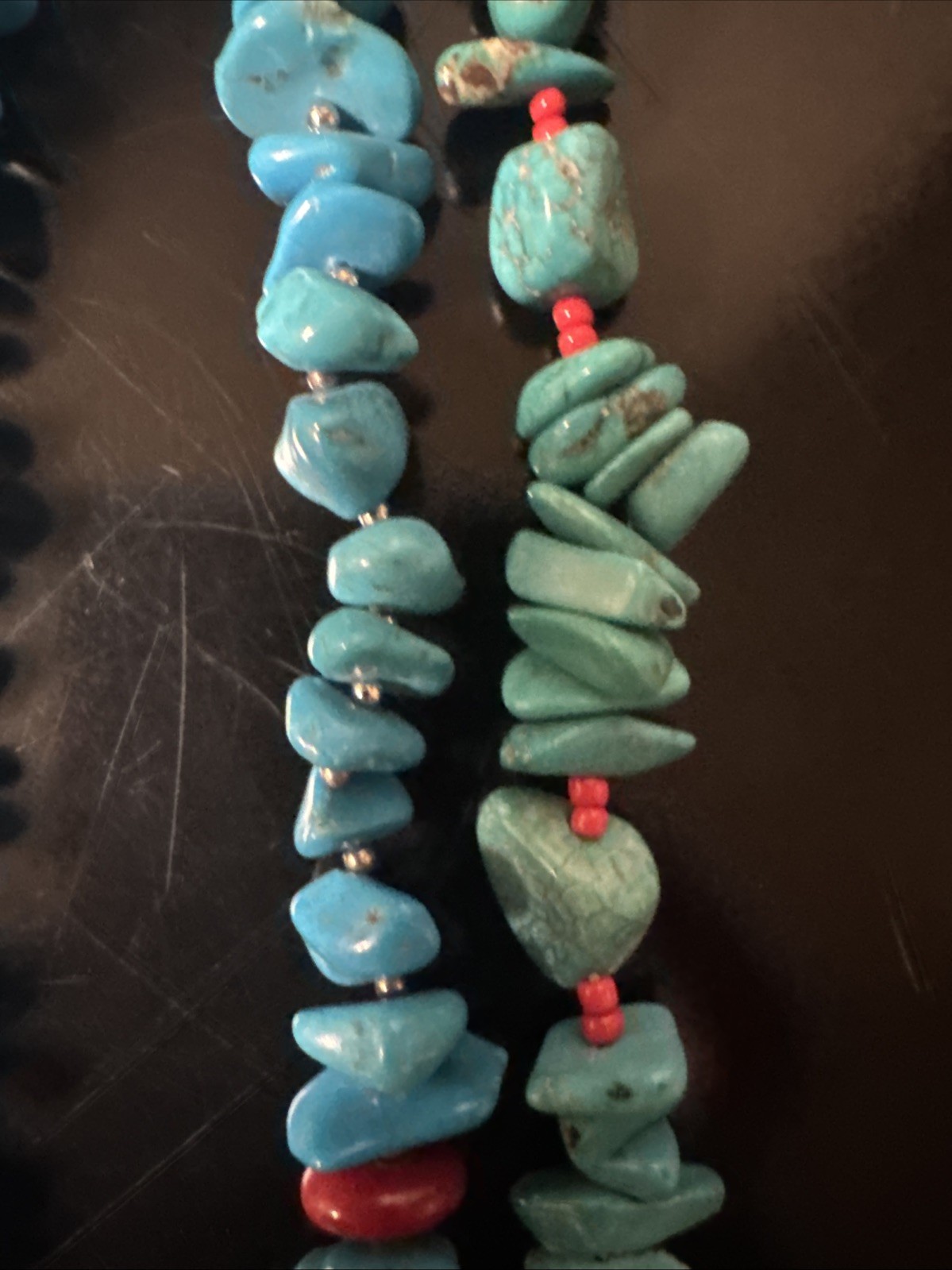 Block Turquoise Double Stained Necklace