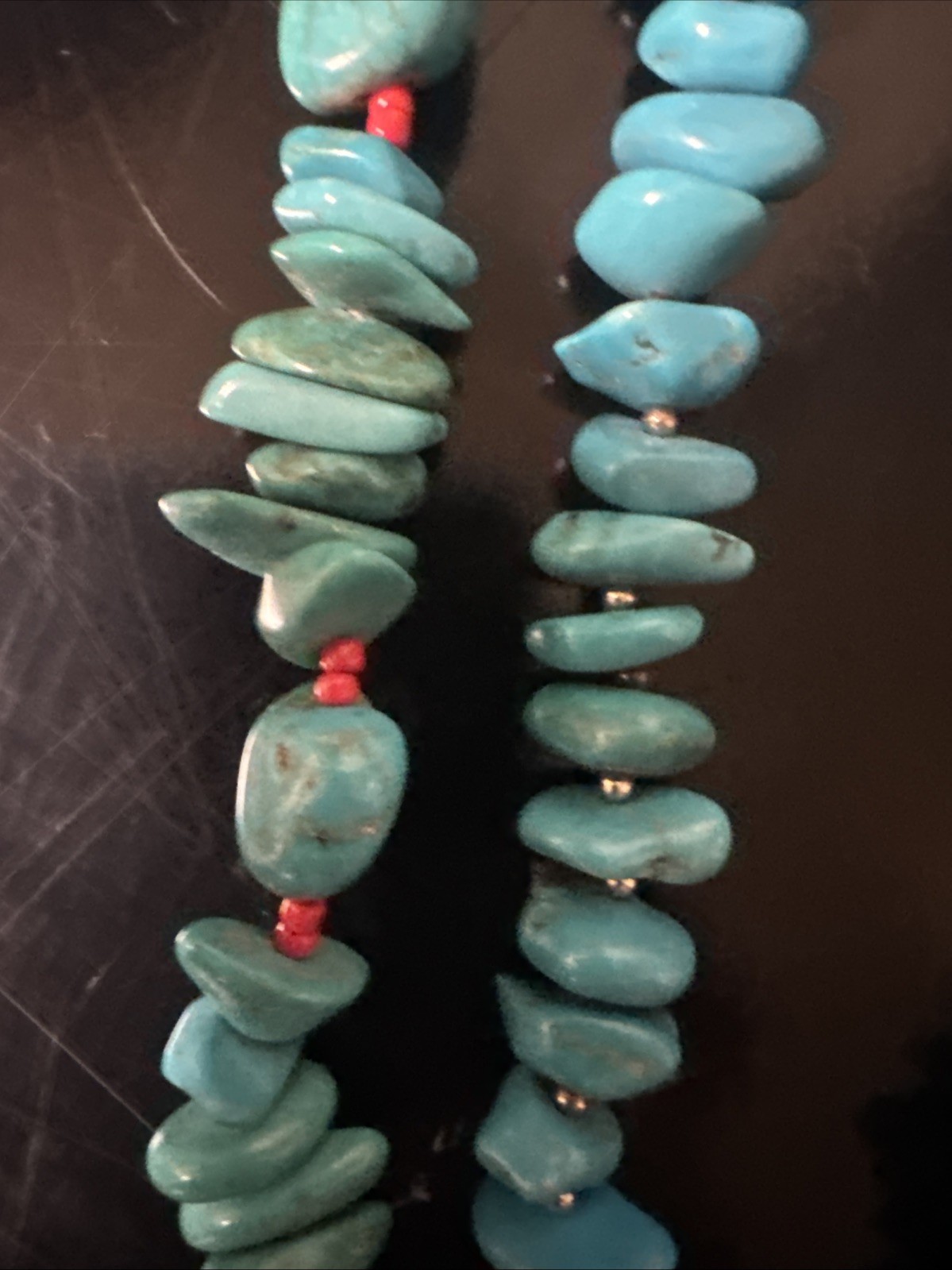 Block Turquoise Double Stained Necklace