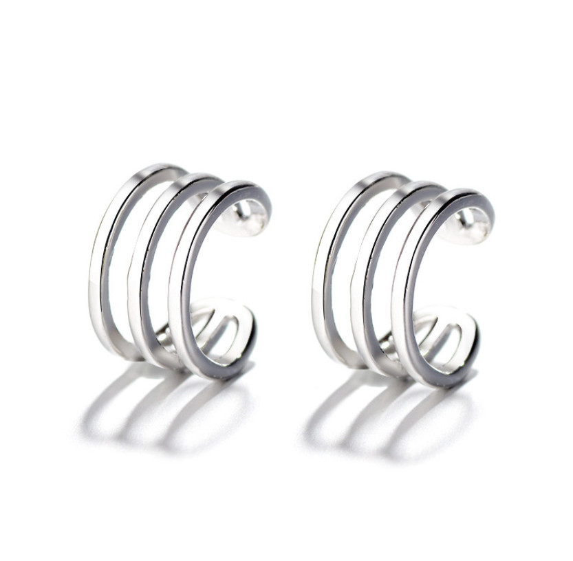 A Pair Silver Plated Ear Cuff Wrap Wire Band Dainty Cartilage Non Pierced S1