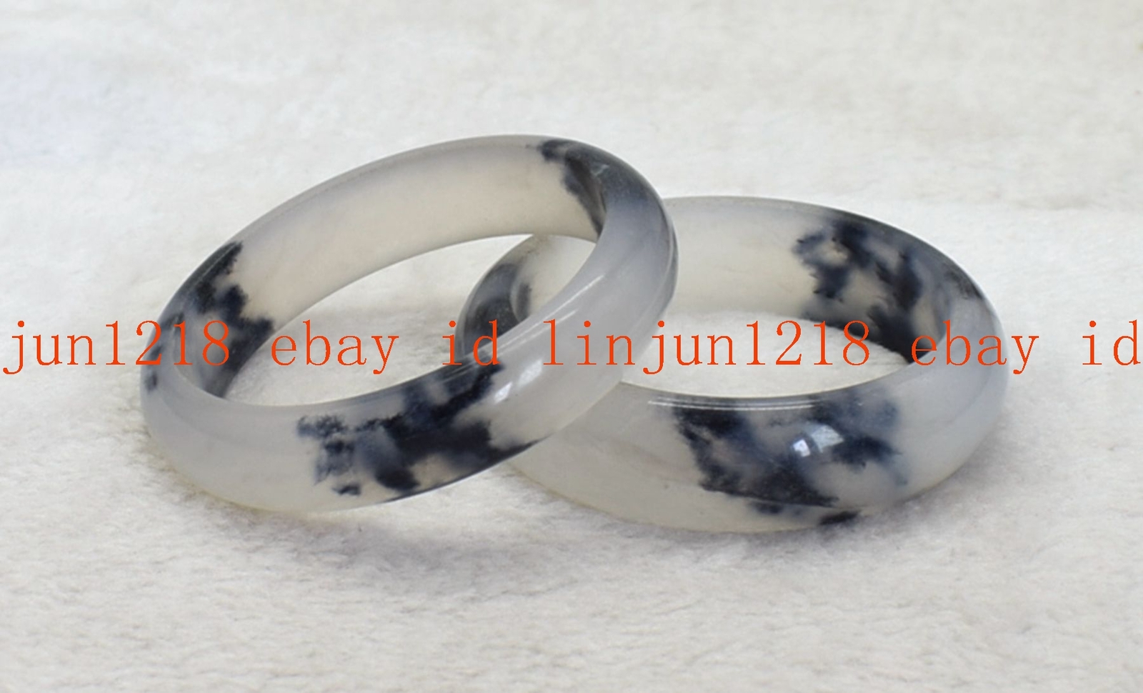 Natural White Black Jade Gemstone Bangle Bracelet 56-62mm Jewelry
