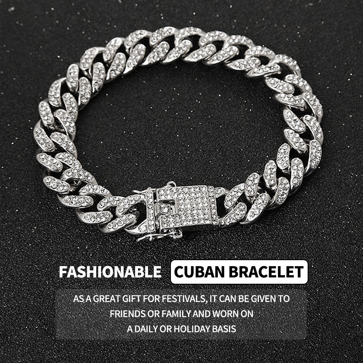 Silver Tone Solid Cuban Link Bracelet 7/7.5/7.9/8.3 Inch Men’s Heavy Wrist Chain