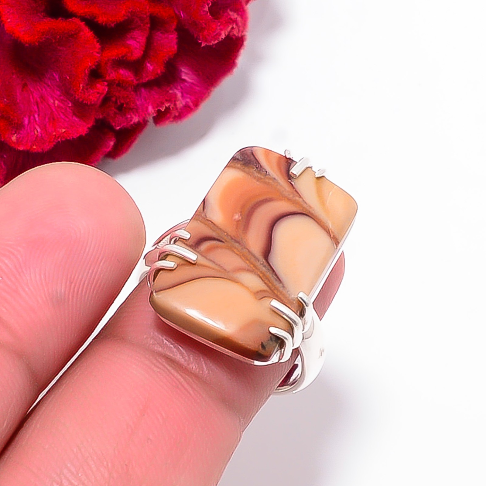 Wave Dolomite – Mexico Gemstone 925 Sterling Silver Ring S.7.5 R102521