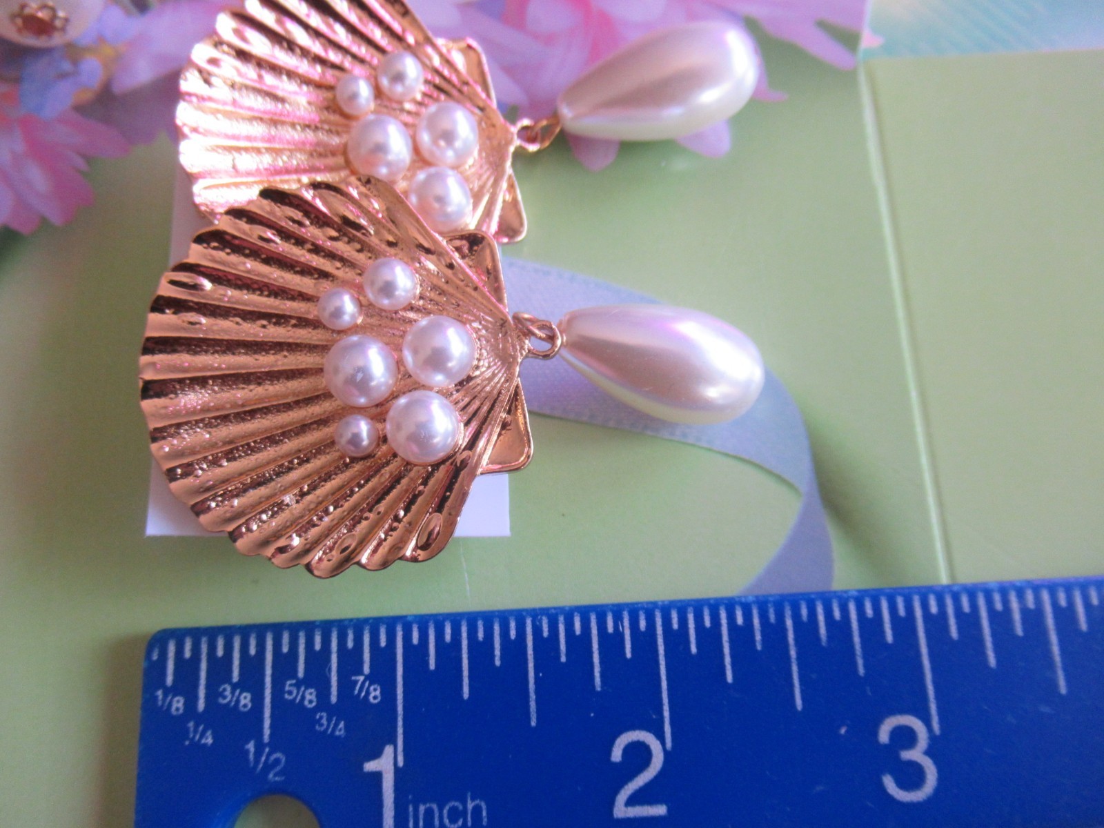 Beautiful Seashell Golden Scallop or Spiral Earrings Statement Dangle Earrings N