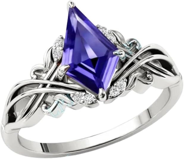 2carat Womens Engagement Ring,Kite Cut Tanzanite Gemstone Wedding Ring for Women