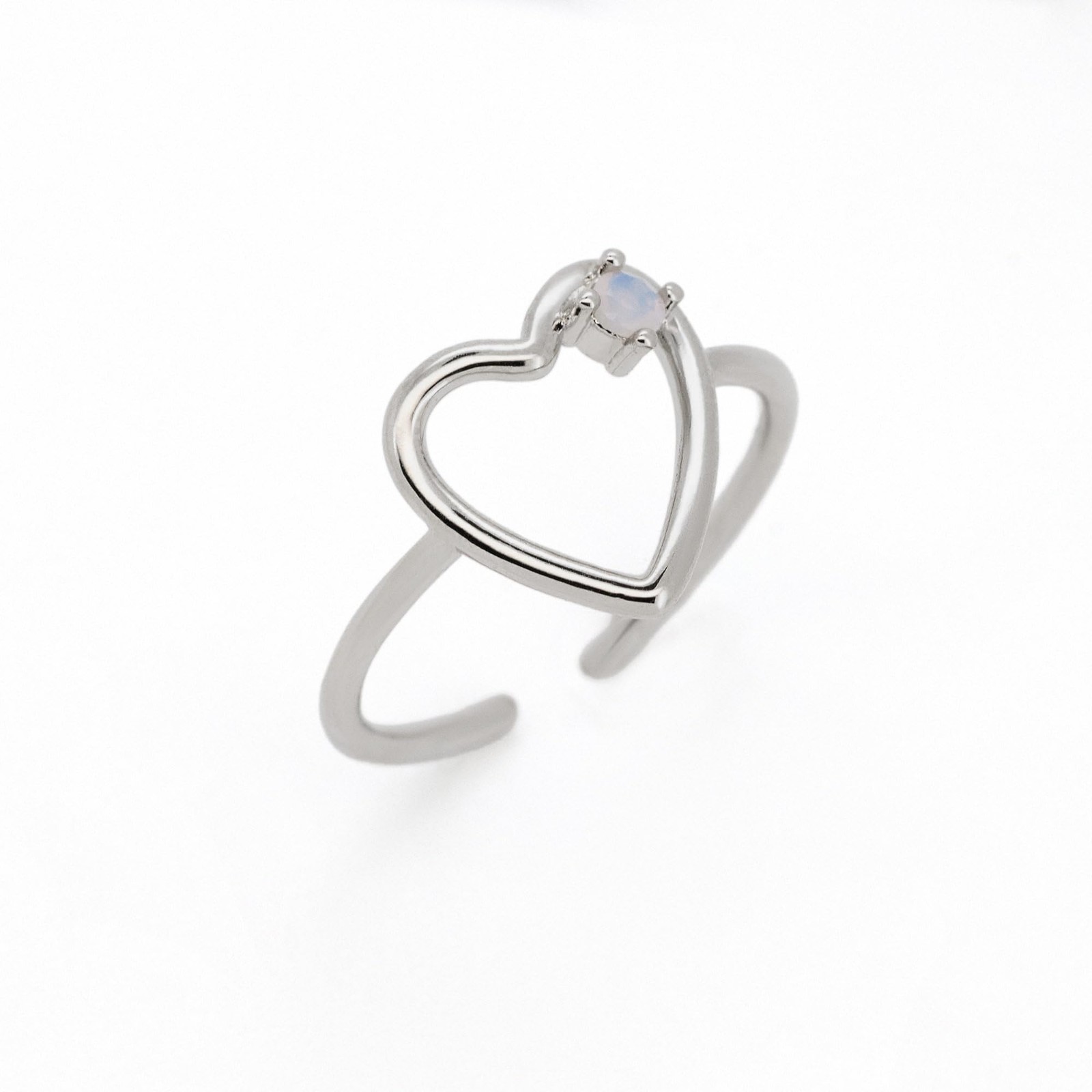 18K Gold Plated Heart Opal Ring, Adjustable Stackable Jewelry Gift for Women