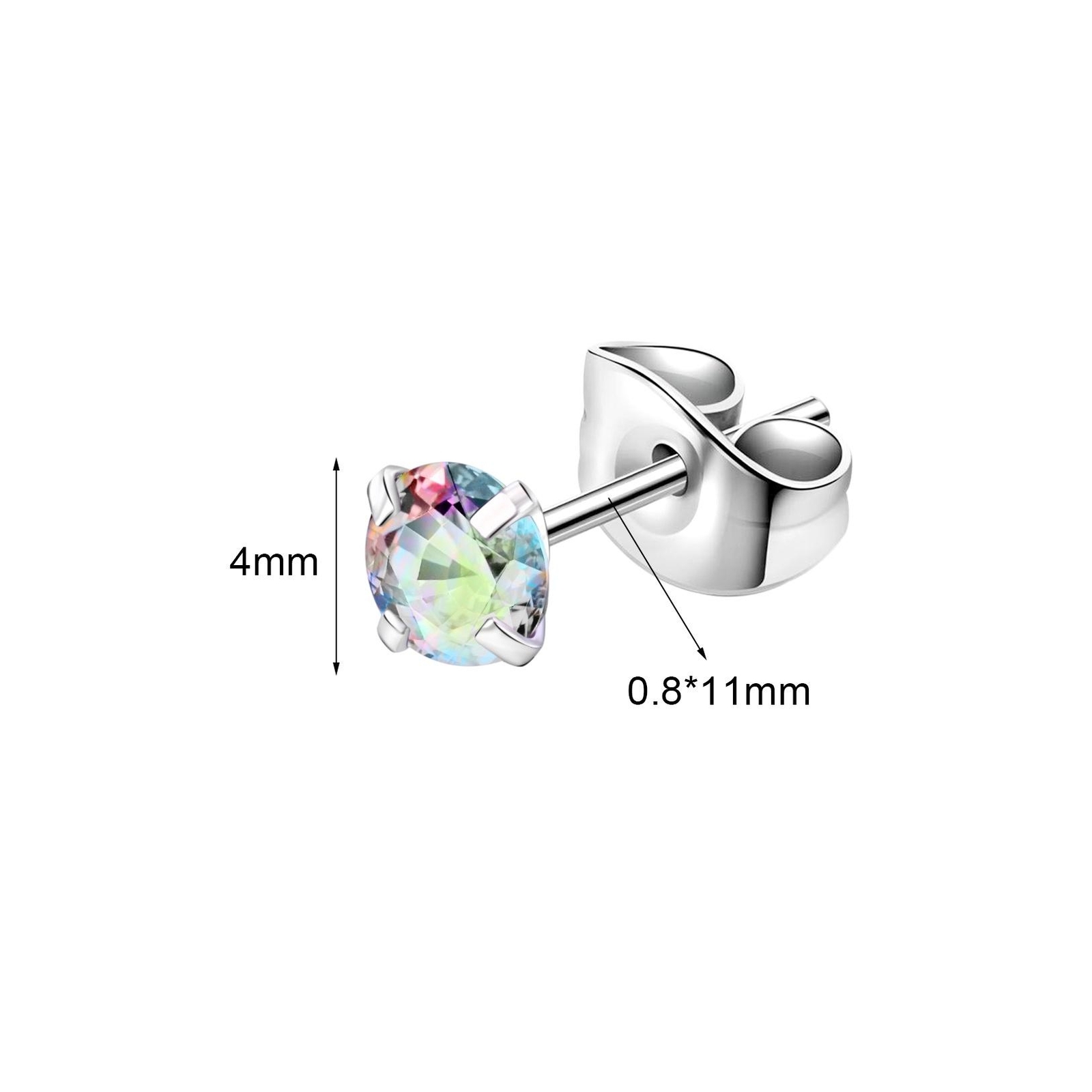 1 Pair 20G Stainless Steel Stud Earrings CZ Ear Studs Cartilage Piercing Jewelry