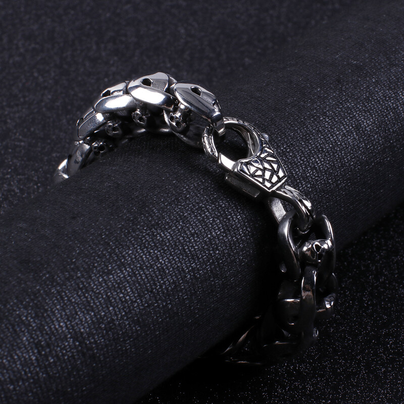 Vintage Black Casting Stainless Steel Link Chain Bracelet Bangle 13mm 8.66” 84g
