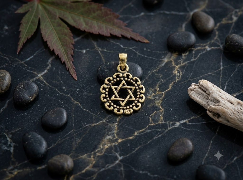 Star of David 92.5 Sterling Pewter Brass Charm Necklace Pendant Jewelry