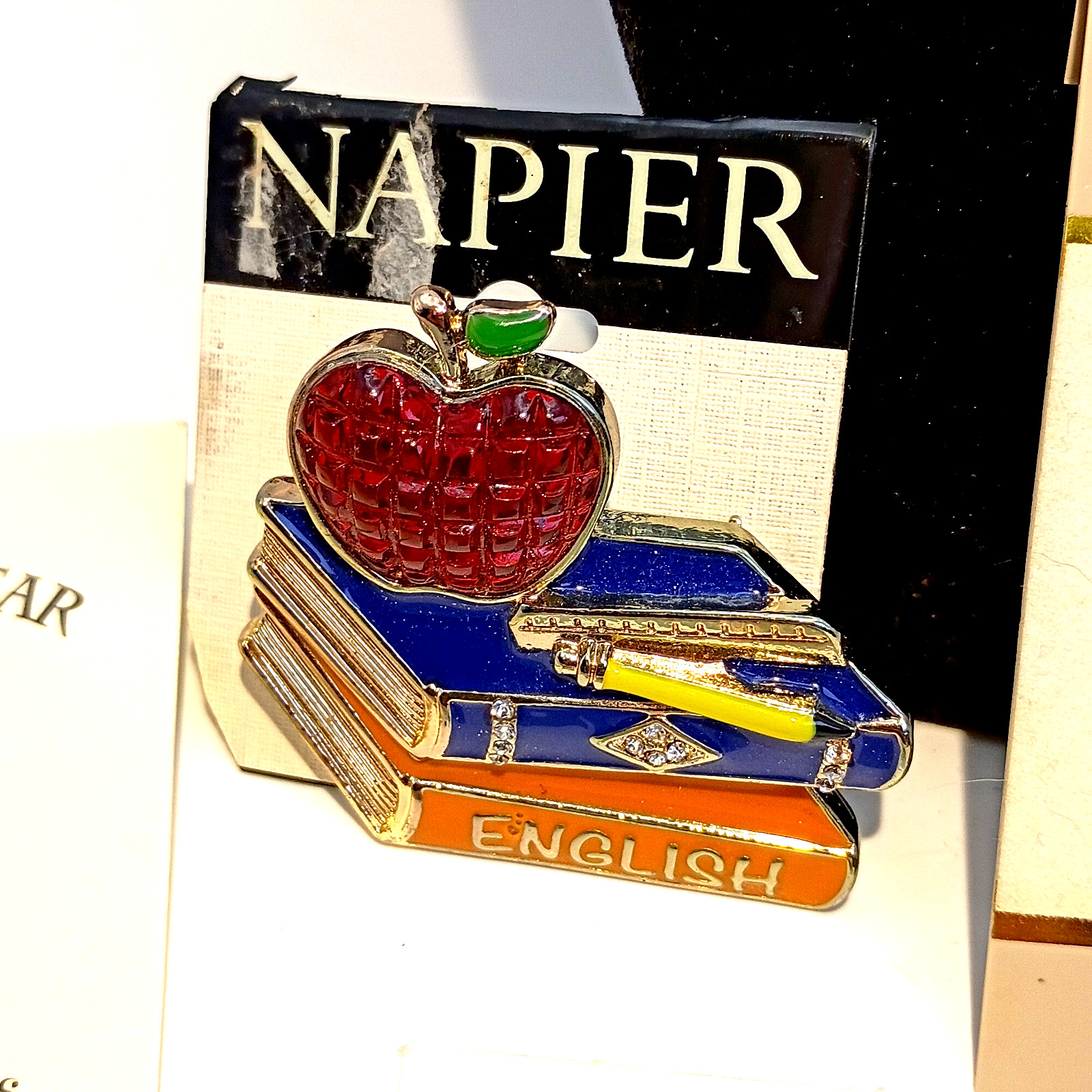 Lot Of 4 Brooch Pins Napier Teacher Appreciation Teddy Bear Music Golden Apple