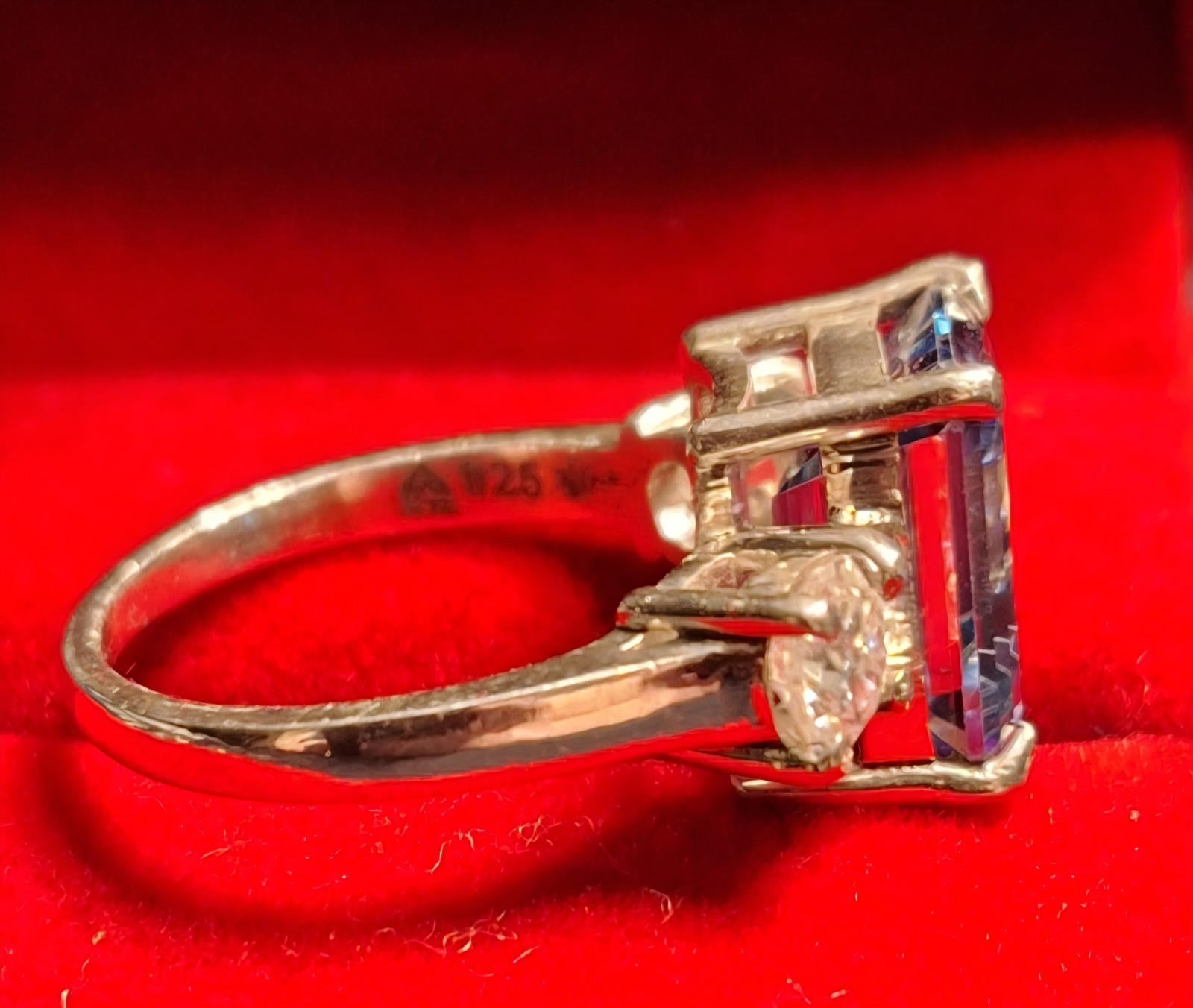 5 CT Blue Emerald Cut Lab Diamond VS1 Excellent 925 Sterling Silver Ring 6.75