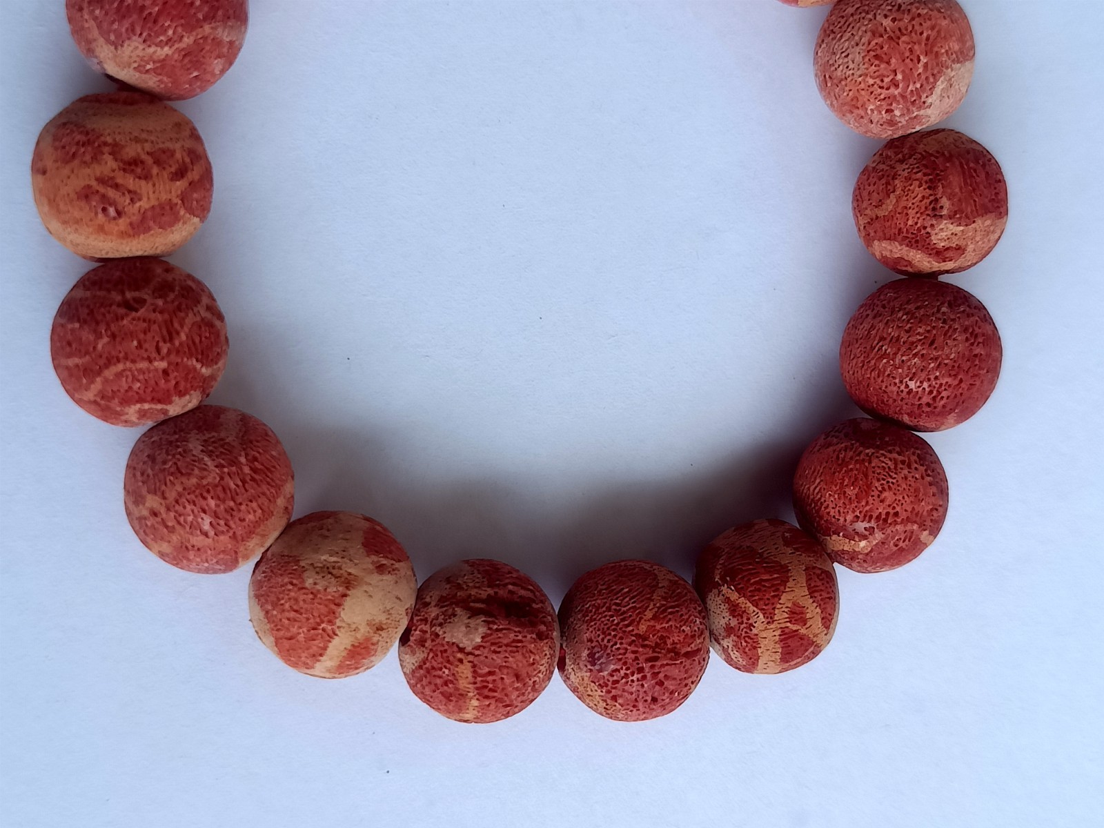 12mm Natural No Treatment Sponge Red Coral Round Stretch Beads Bracelet