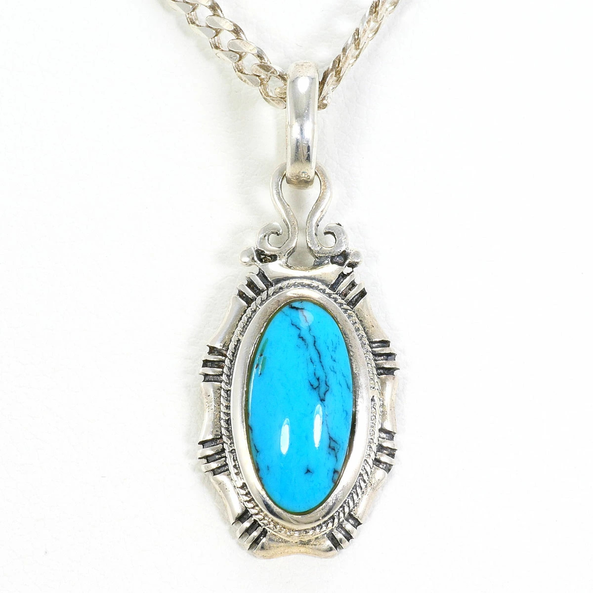 Silver 925 Necklace Turquoise Approx. 55cm Total Weight Approx. 10.0g Jewelry