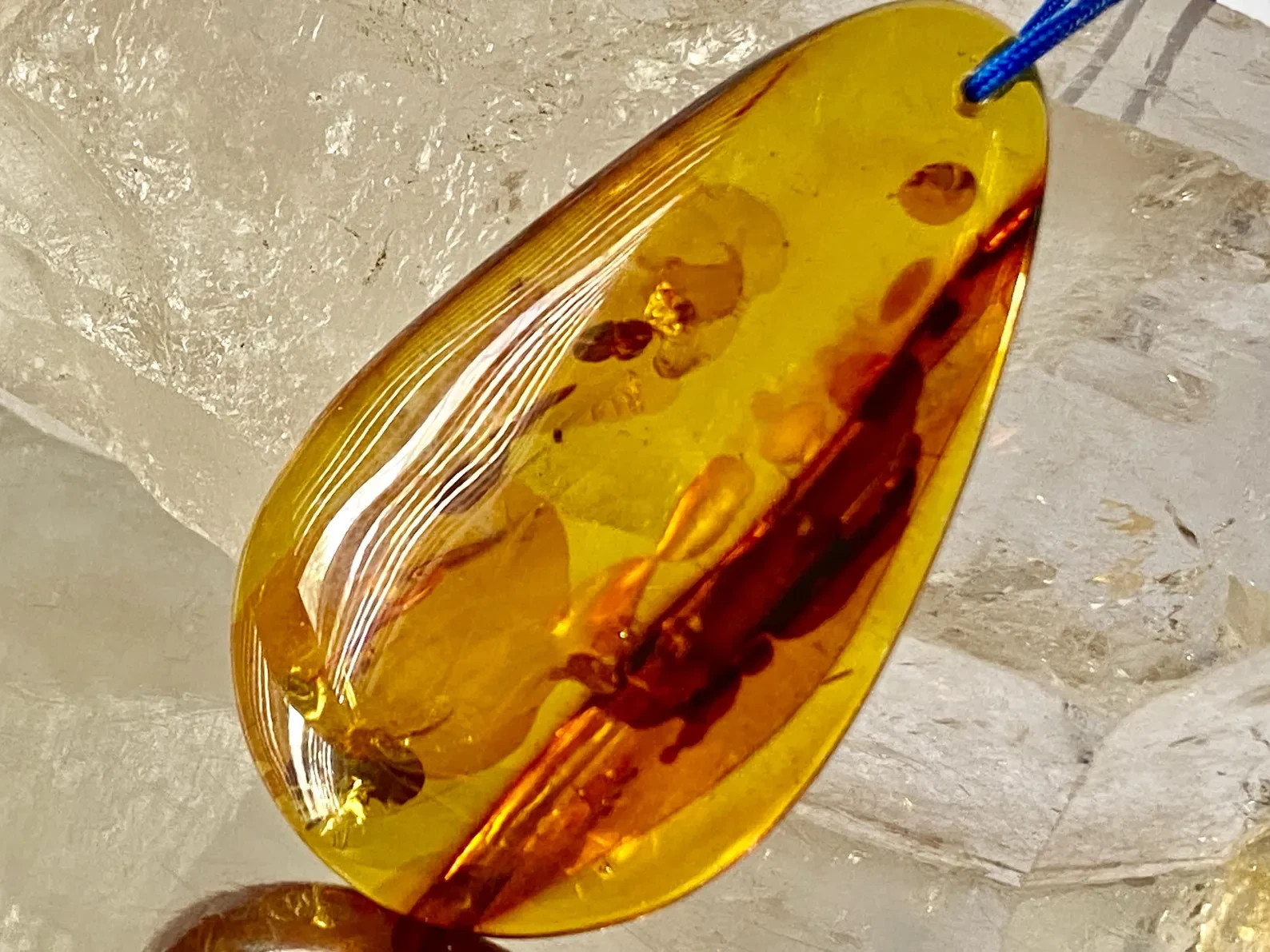 46mm Baltic Amber Pendant Cognac Scenic Inclusions Collector Statement B1413