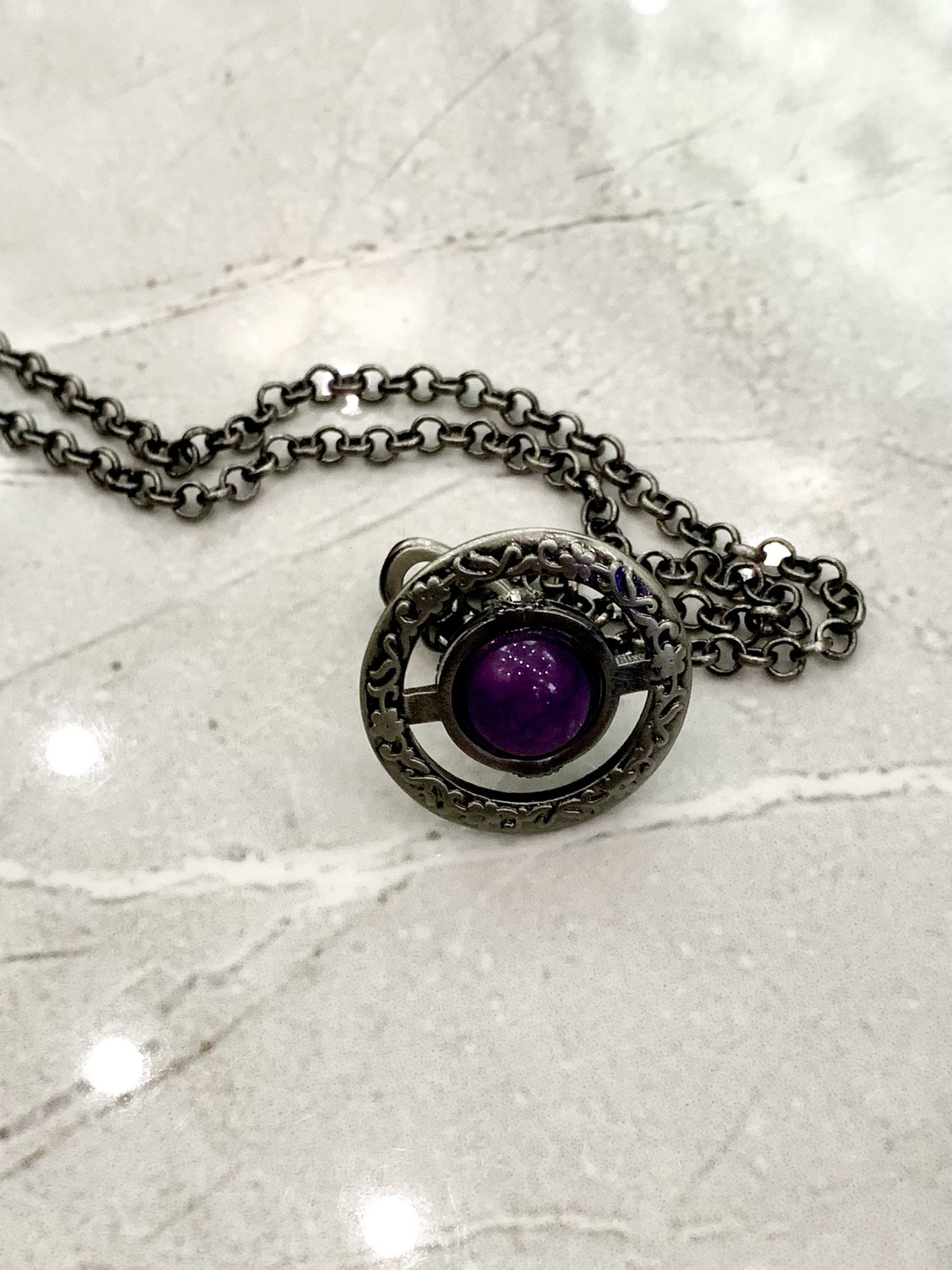 Vivienne Westwood Necklace Ornamental Small Orb Purple Gunmetal