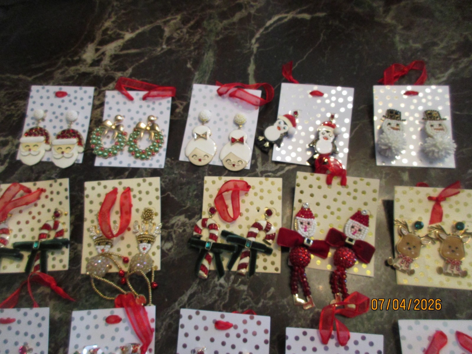 Lot 15 Assorted FANCY Christmas Holiday Earrings Xmas Earring Lot 1