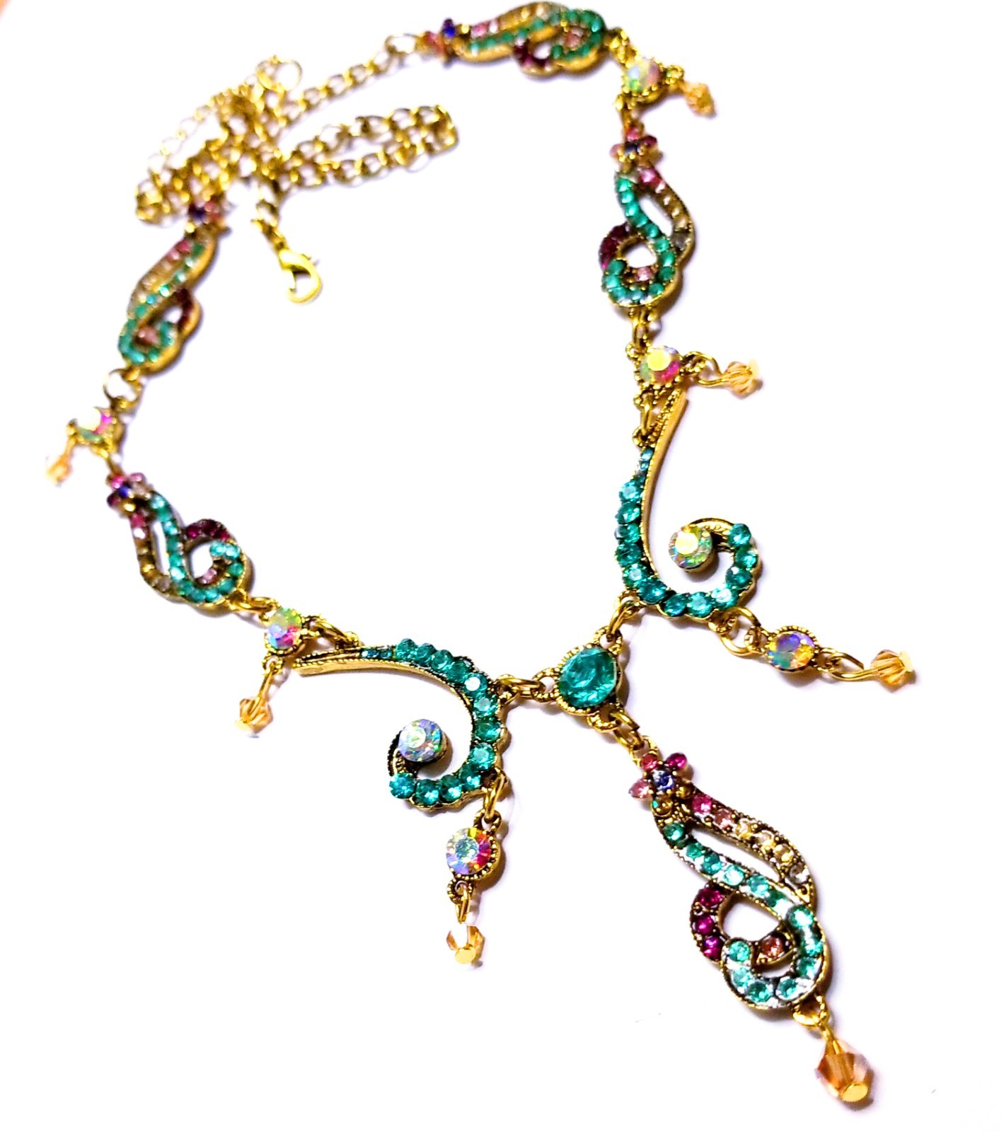 Colorful Choker Rhinestone Crystal Statement Necklace Pageant Prom Boho Gypsy