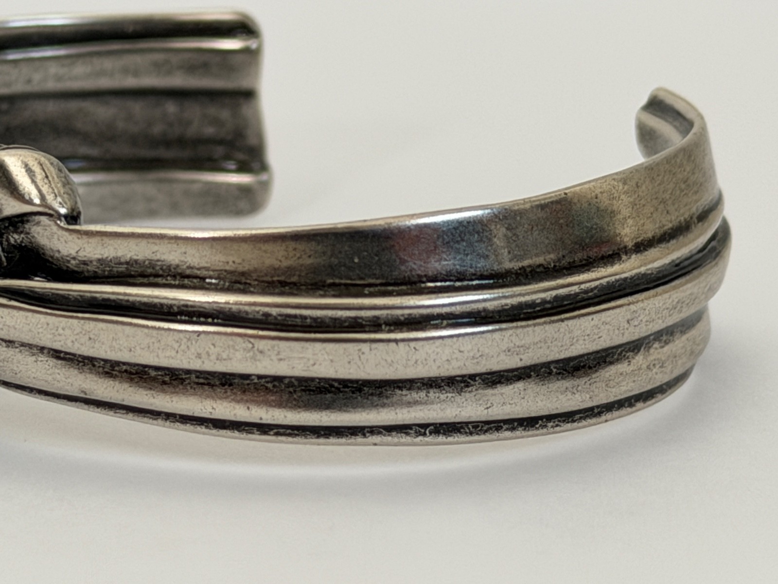 NWT Saint Laurent YSL Triple Knotted Antique Silver Brass Cuff Bracelet M $895